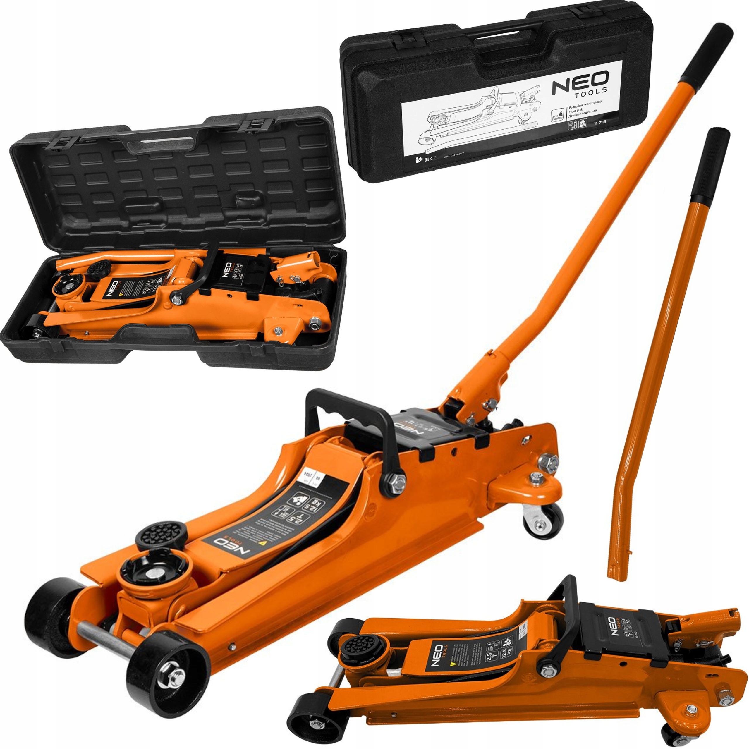 NEO PODNOŚNIK WARSZTATOWY 2.5t NISKOPROFILOWY ŻABA 85-385mm LEWAREK 11-733