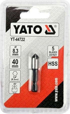YATO POGŁĘBIACZ DO METALU ZE STALI SZYBKOTNĄCEJ HSS 8,3mmx40mm HEX YT-44722