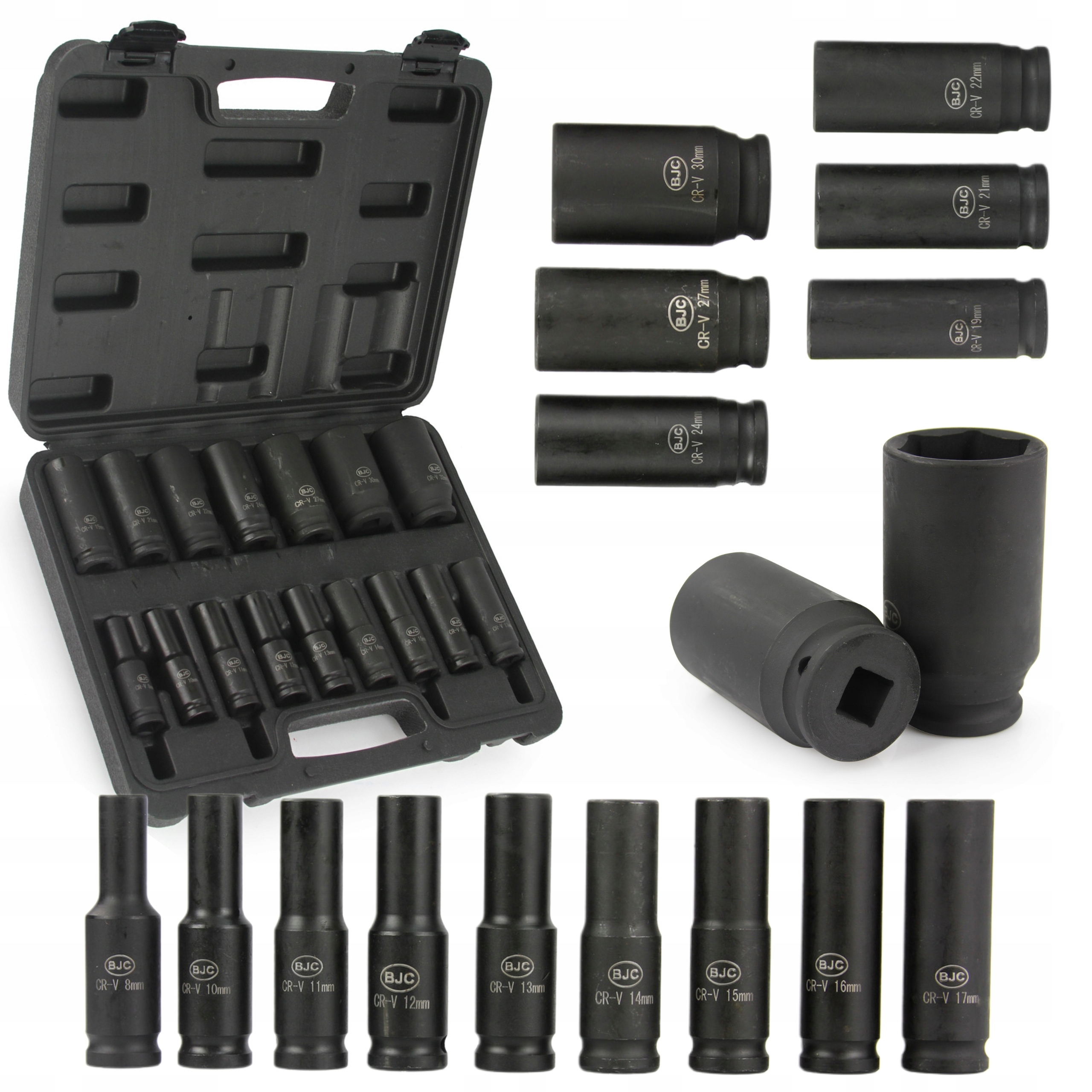 ZESTAW NASADEK UDAROWYCH NASADOWYCH DO KLUCZA PNEUMAT. 1/2'' 8-32mm 16EL