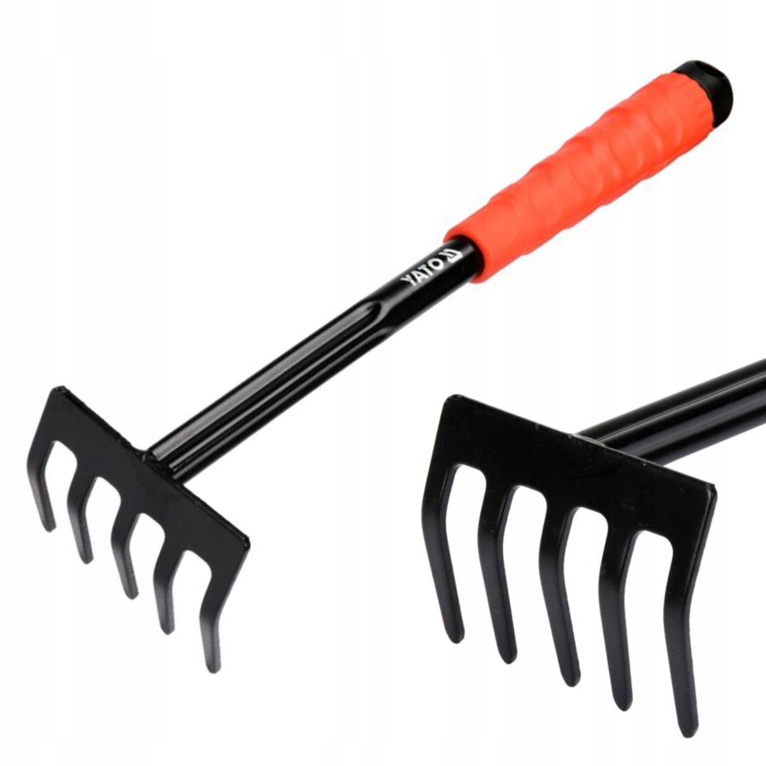YATO GRABKI MAŁE GRABIE OGRODOWE OGRODNICZE STALOWE 32.5cm RĘKOJEŚĆ YT-8866