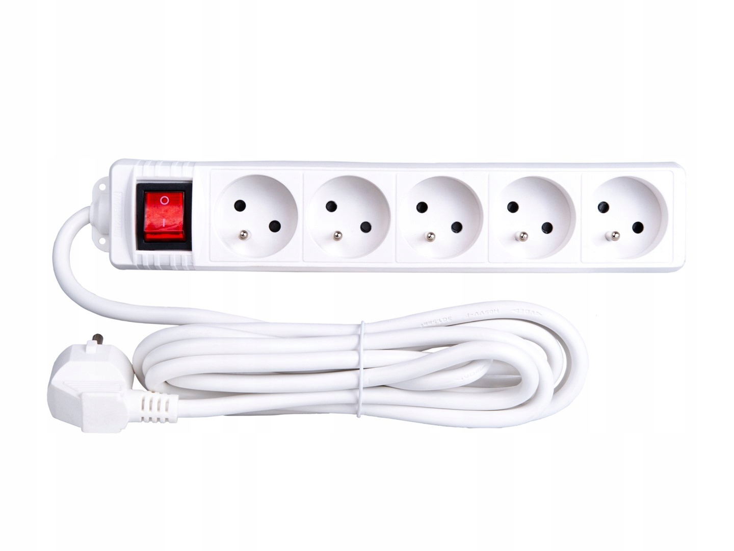 GEKO PRZEDŁUŻACZ ELEKTRYCZNY LISTWA ZASILAJĄCA BIAŁA WŁĄCZNIK 5 GNIAZD 3M