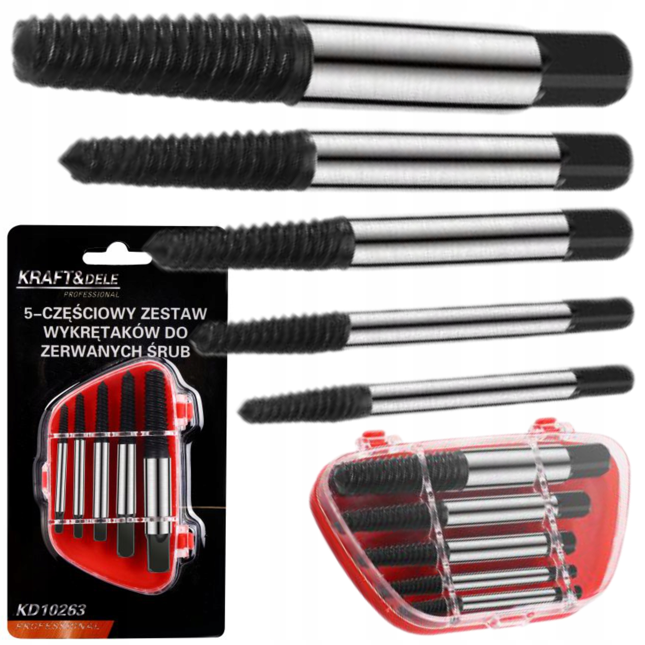 KRAFT&DELE WYKRĘTAKI DO ZERWANYCH ŚRUB 5 EL. WALIZKA KD10263