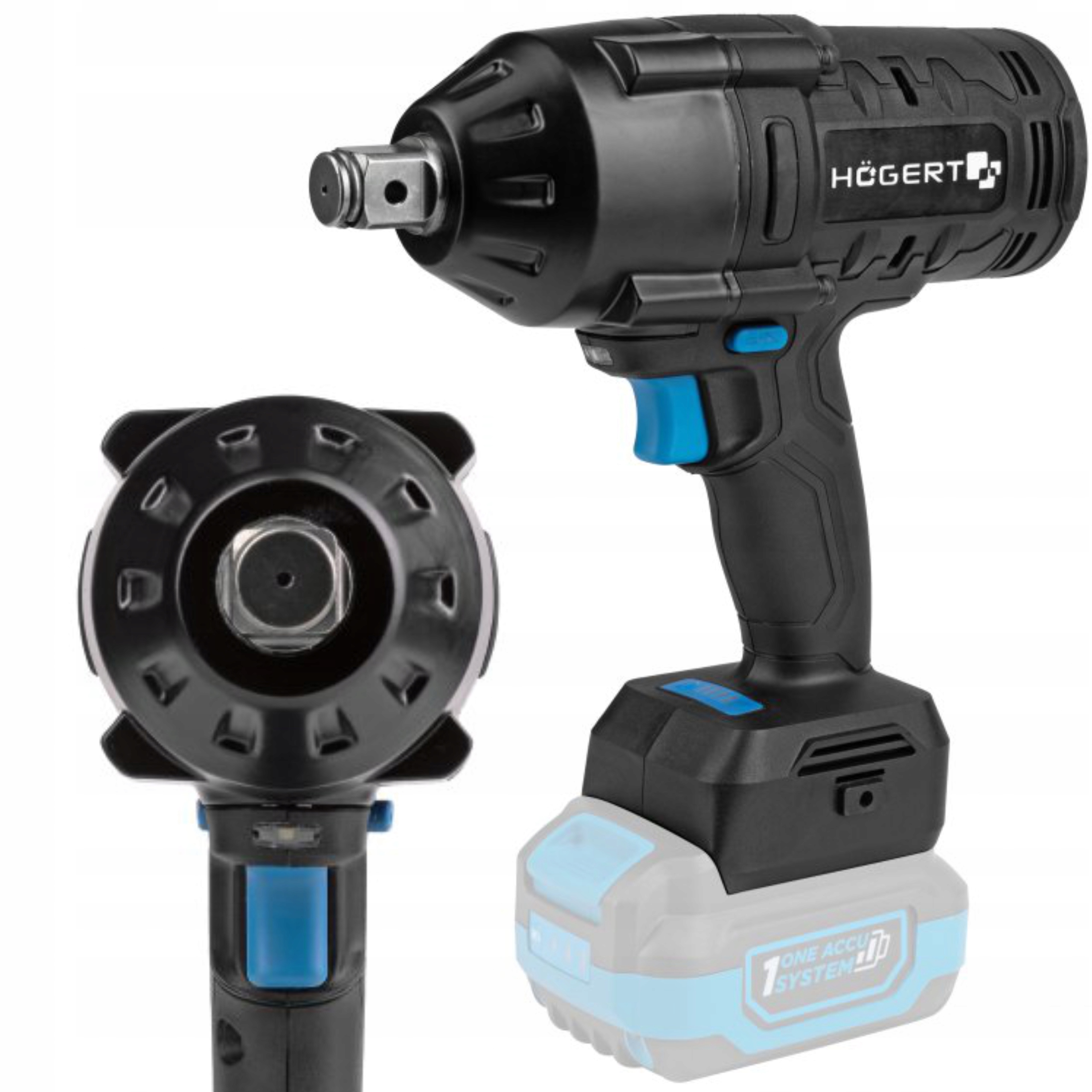 HOGERT KLUCZ UDAROWY 1000Nm 3/4" AKUMULATOROWY 18V BEZSZCZOTKOWY HT2E227