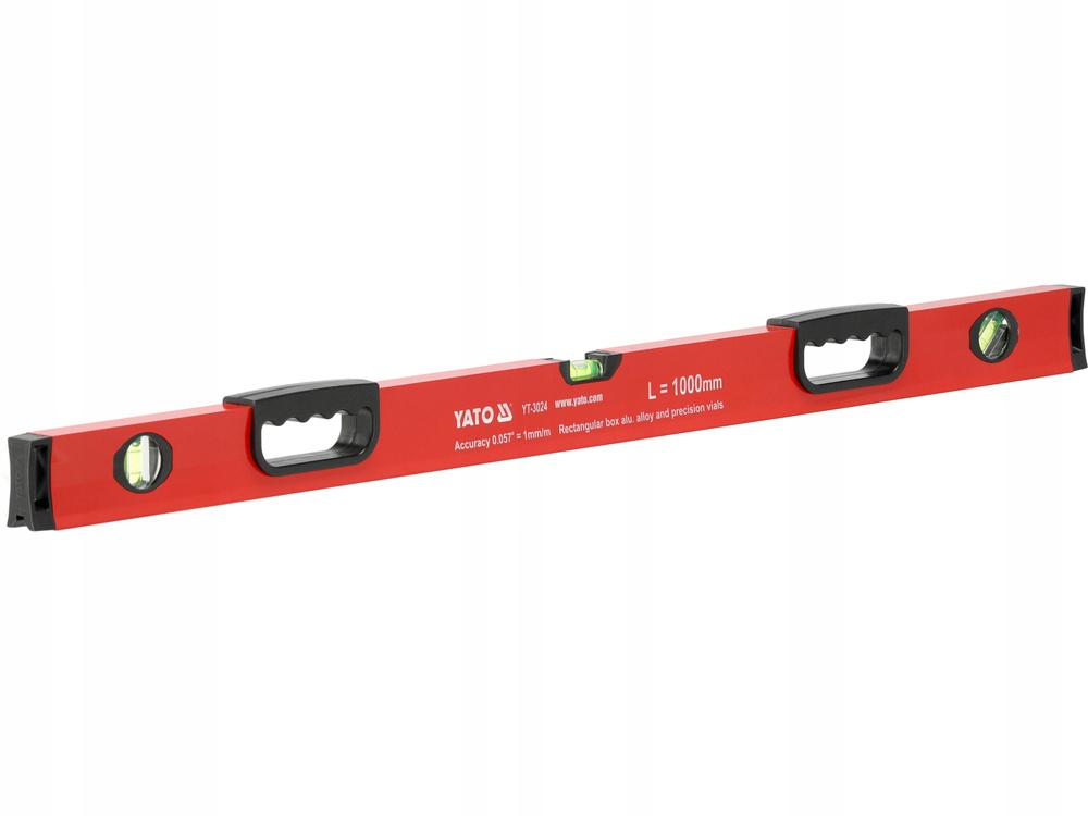 YATO POZIOMNICA ALUMINIOWA 2 UCHWYTY 3 LIBELLE 1000 MM 1,5 MM YT-3024
