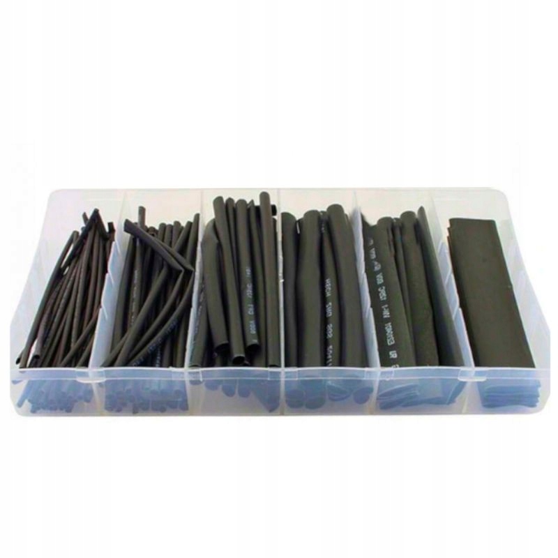 ZESTAW RUREK RURKI TERMOKURCZLIWE 100SZT CZARNE KOSZULKI OPASKI ORGANIZER