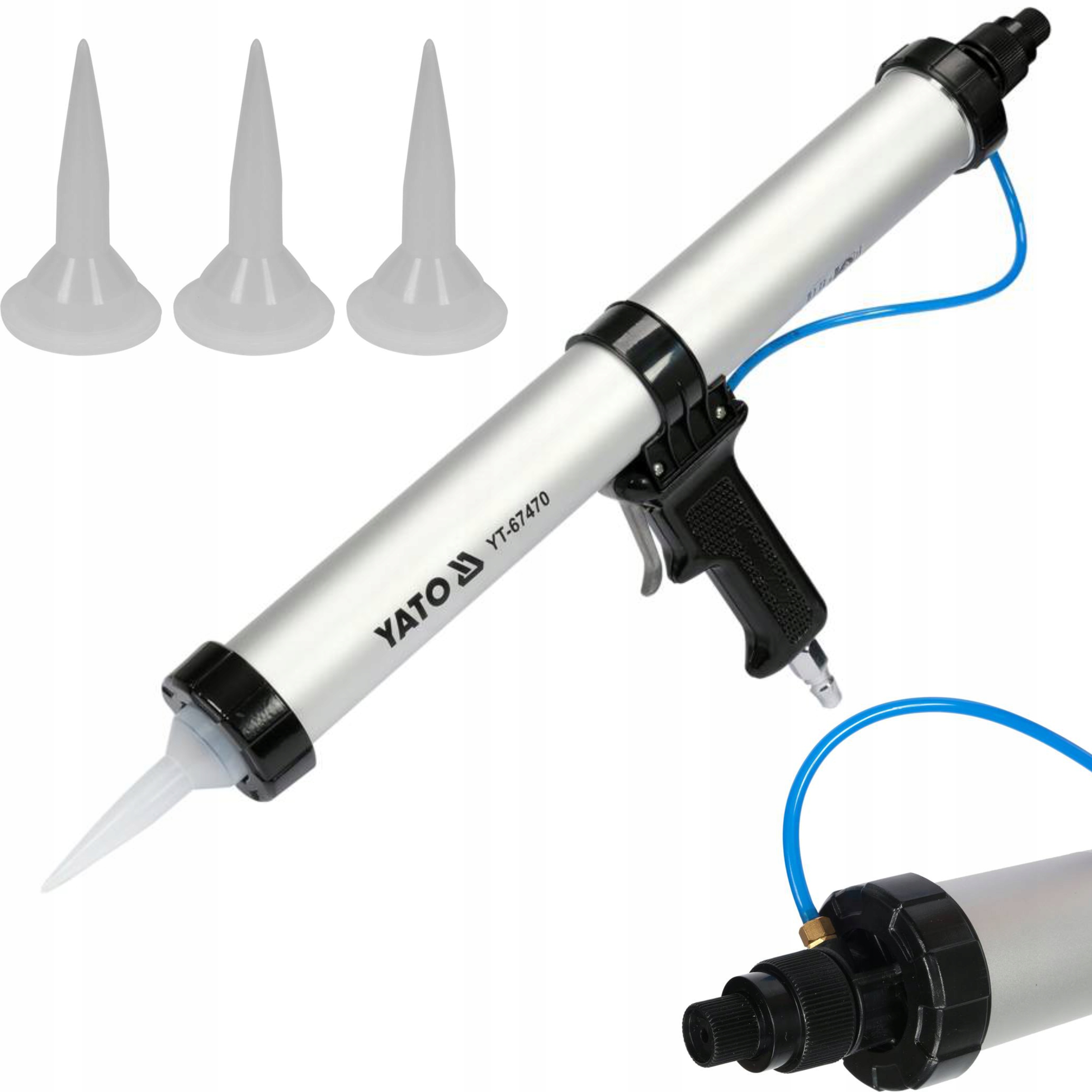 YATO WYCISKACZ PNEUMATYCZNY MAS GĘSTYCH SILIKONU 600ML ALUMINIUM YT-67470