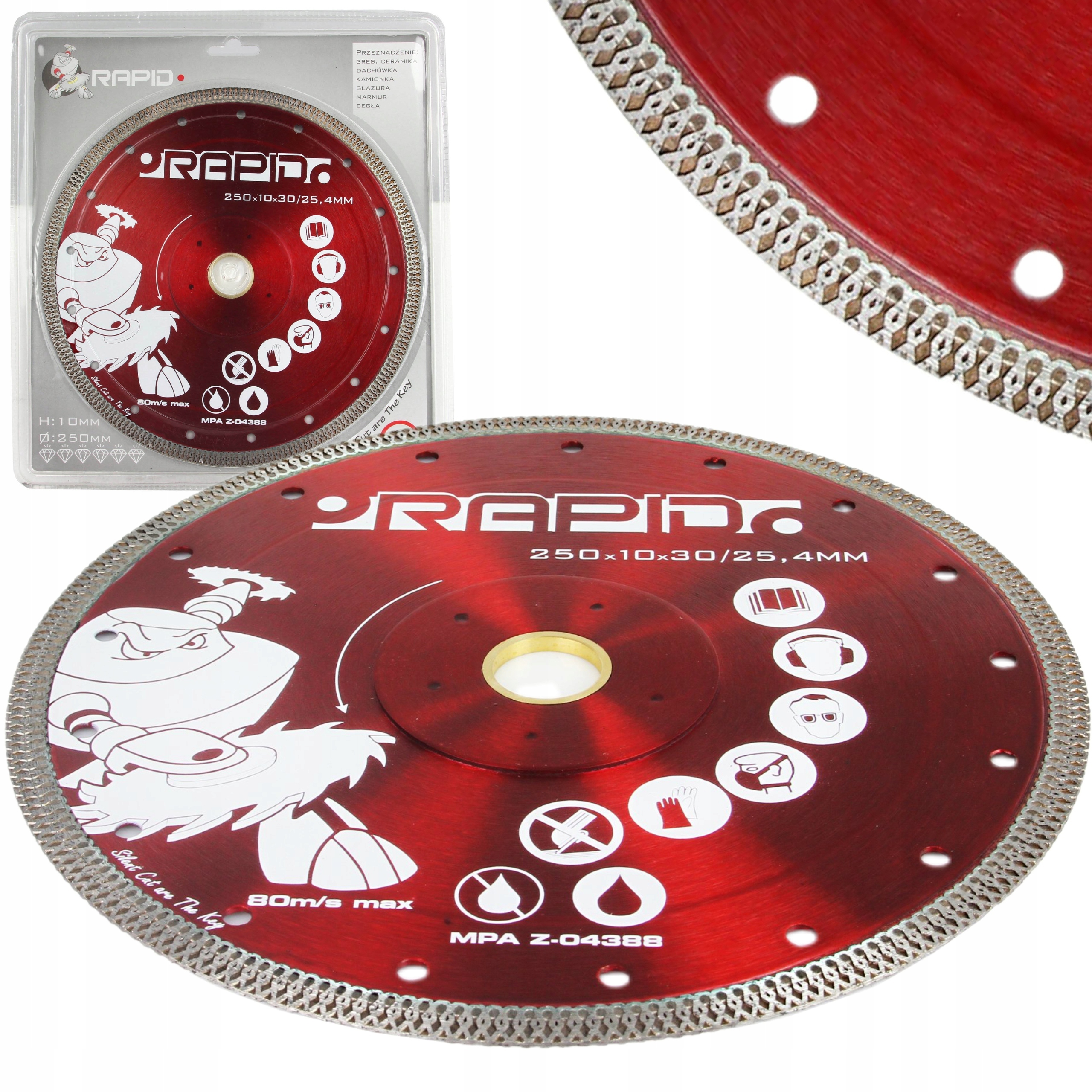 TARCZA DIAMENTOWA 250x10x30/25,4 MM RAPID SILENT CUT RED M08711