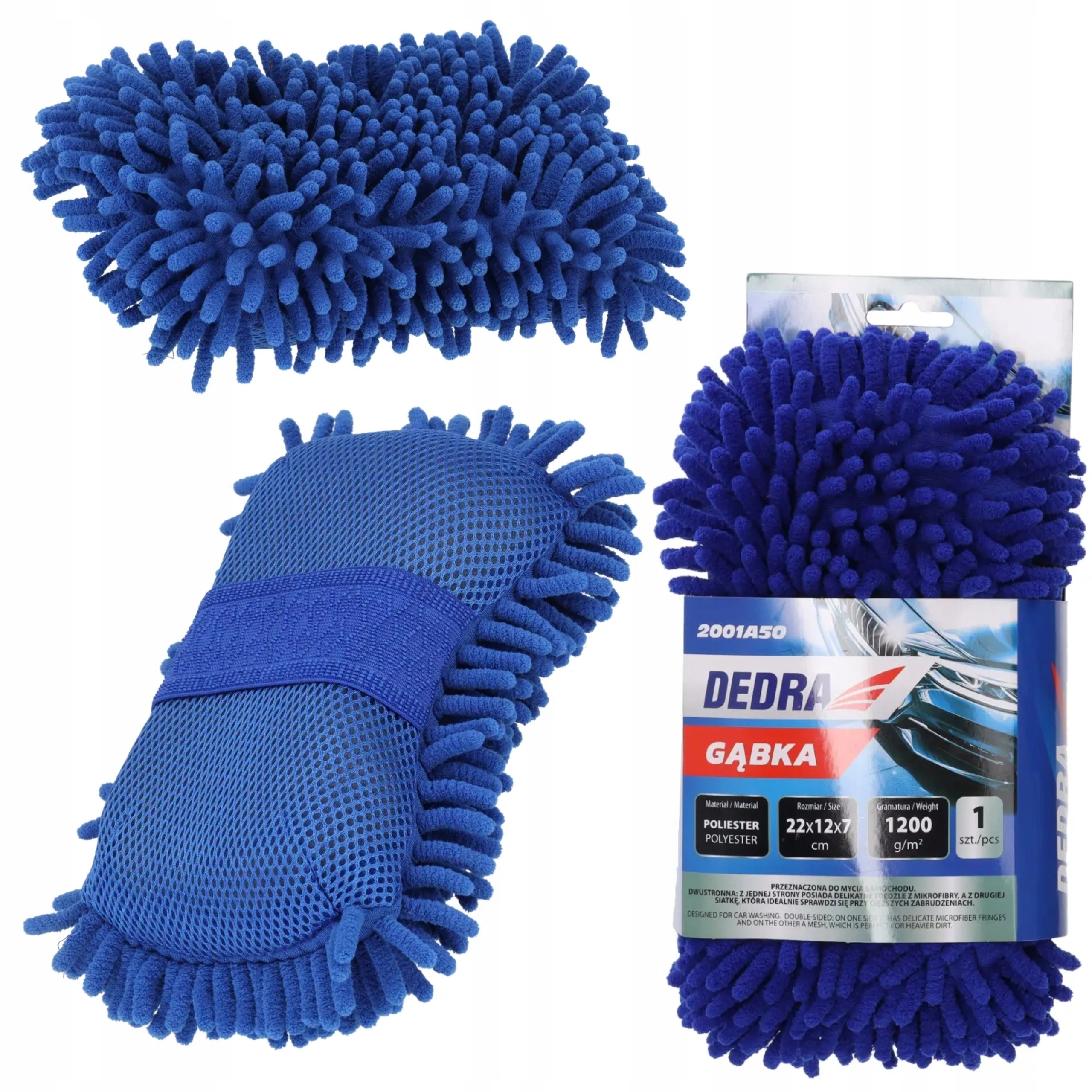 DEDRA GĄBKA Z MIKROFIBRY DO MYCIA SAMOCHODU DWUSTRONNA DELIKATNA 2001A50