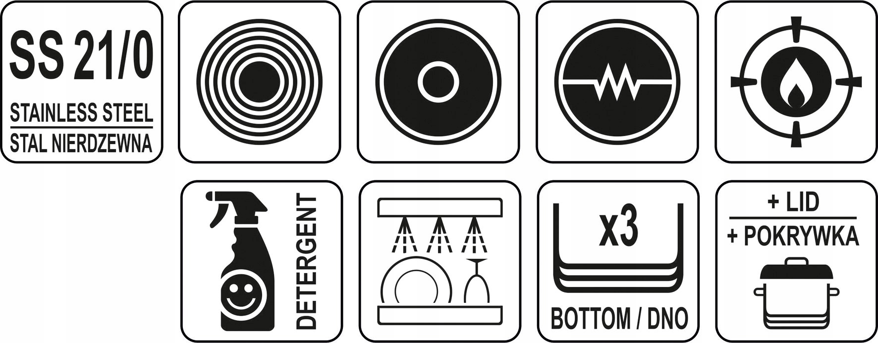 YATO GARNEK WYSOKI Z POKRYWKĄ 21L 32x26CM INDUKCJA STAL NIERDZEWNA YG-00005