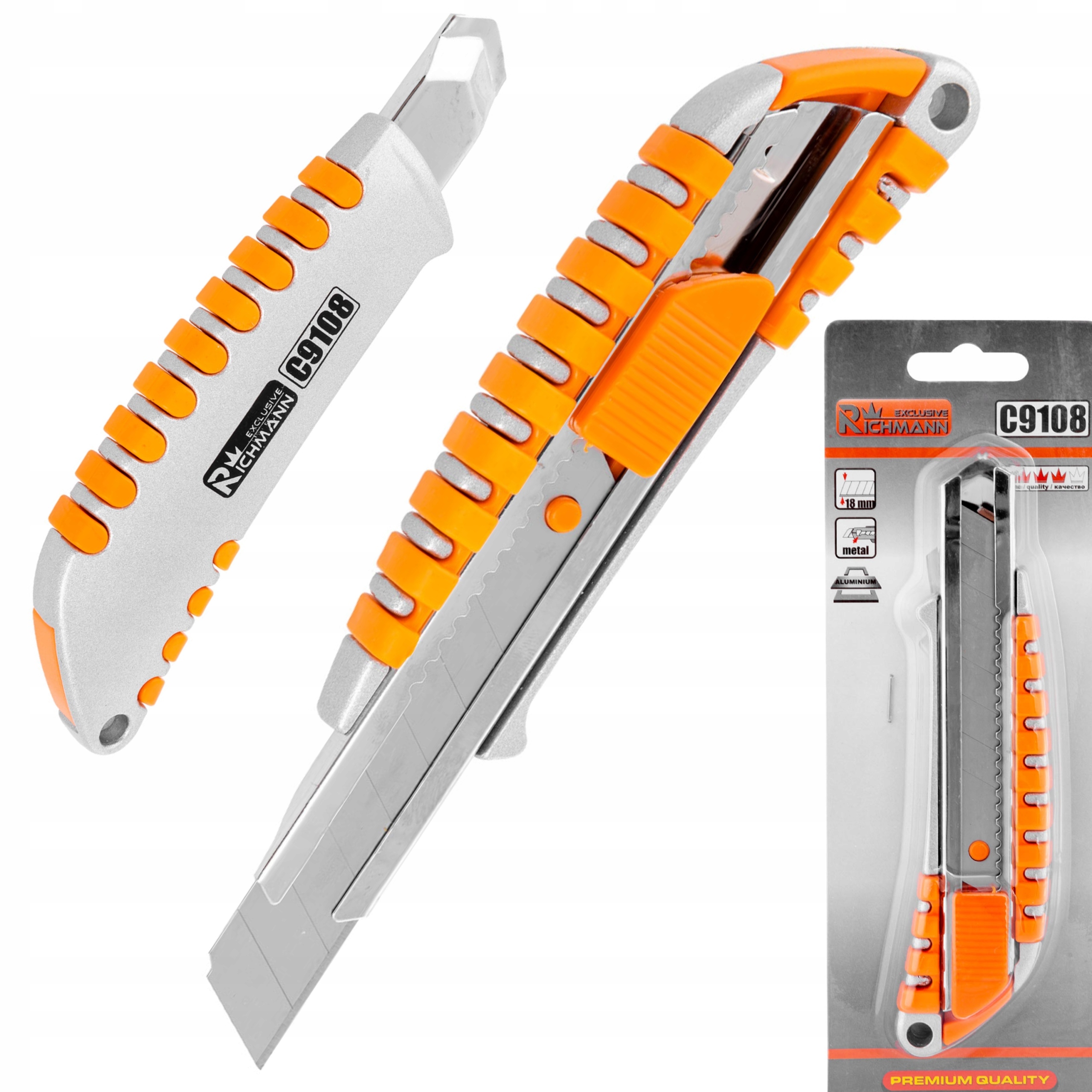 RICHMANN NÓŻ DO TAPET ALUMINIOWY GUMOWANY 18MM ALU