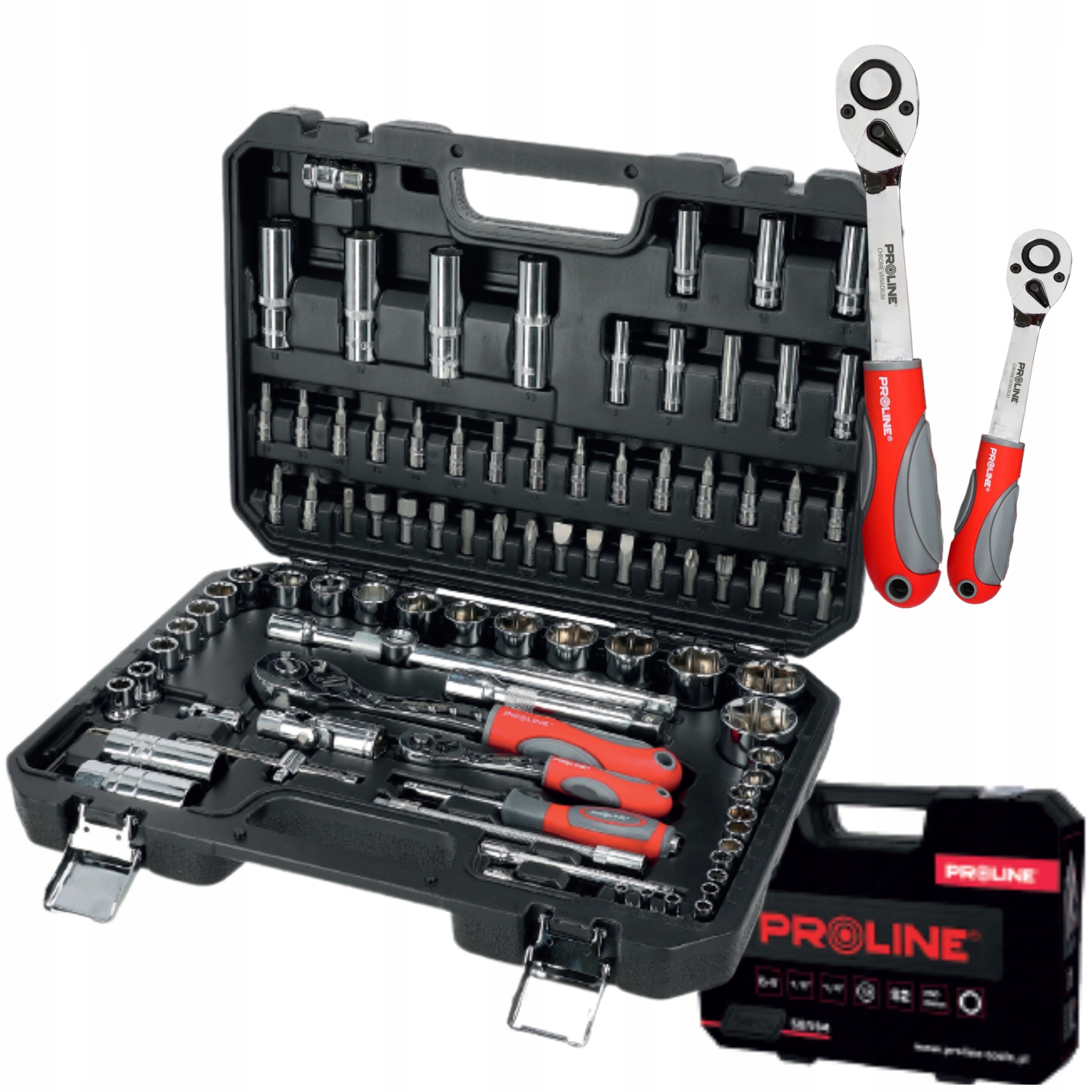 PROLINE ZESTAW KLUCZE NASADOWE 1/2" 1/4" TORX BITY NASADKI CrV WALIZKA 94el