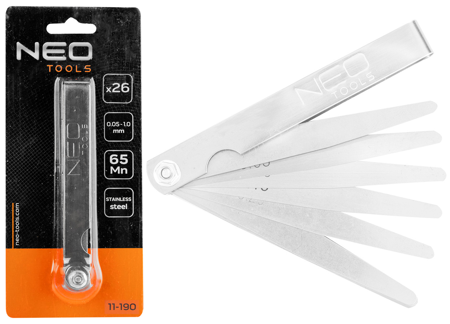 NEO SZCZELINOMIERZ 26 listków PŁYTEK MIERNIK SZCZELIN 0.04-0.63mm 11-190