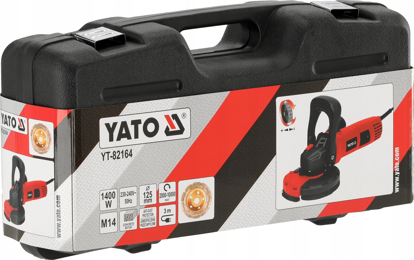 YATO SZLIFIERKA DO BETONU TYNKÓW 125MM M14 FREZARKA 1400W 10000RPM YT-82164