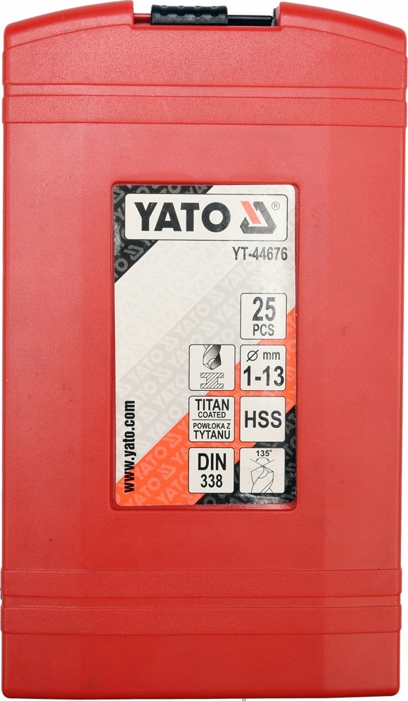 YATO ZESTAW ODPORNYCH WIERTEŁ DO METALU HSS-TIN TYTAN 25SZT 1-13MM YT44676