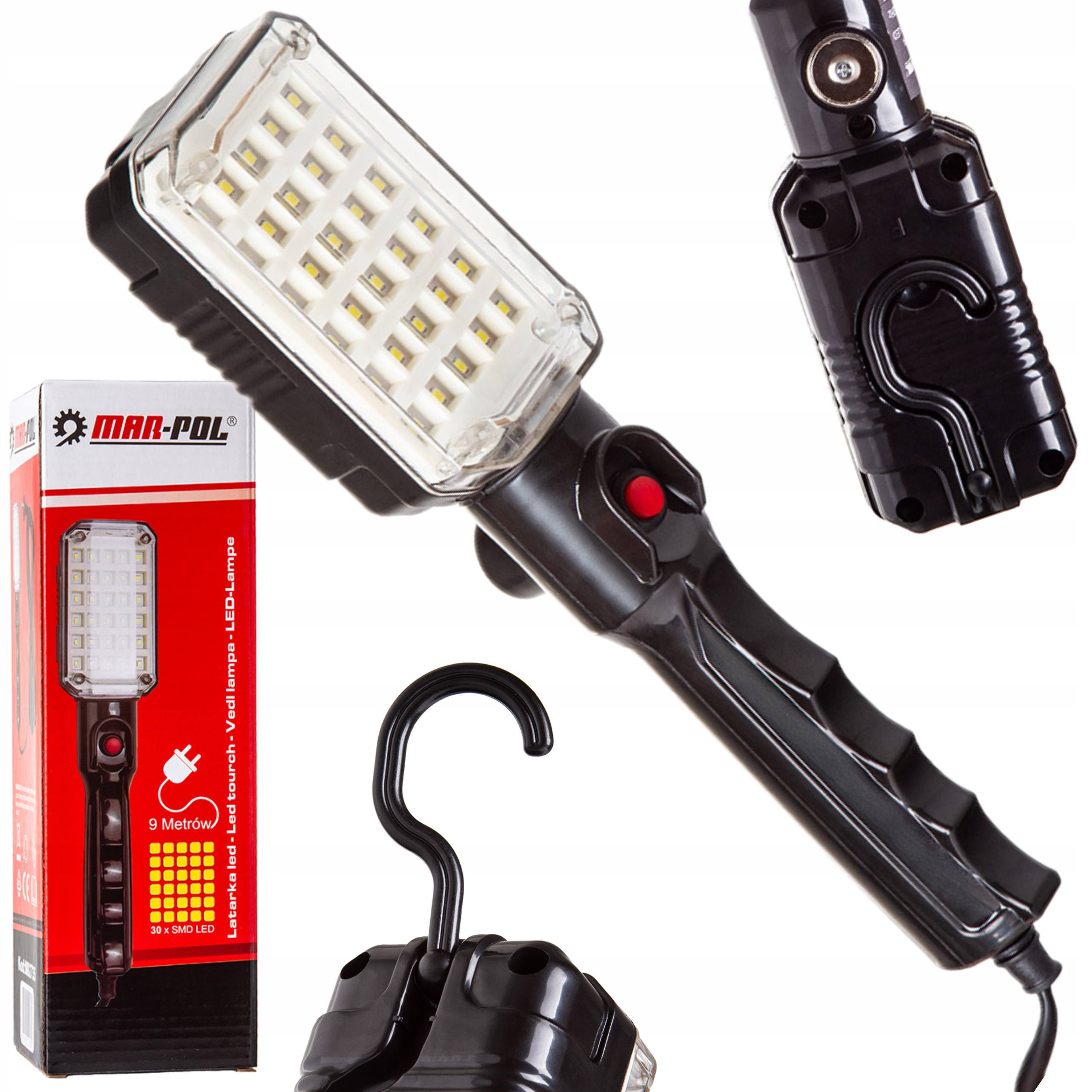 LAMPA WARSZTATOWA ROBOCZA KANAŁOWA 25 LED HAK MAGNES 230V M82735