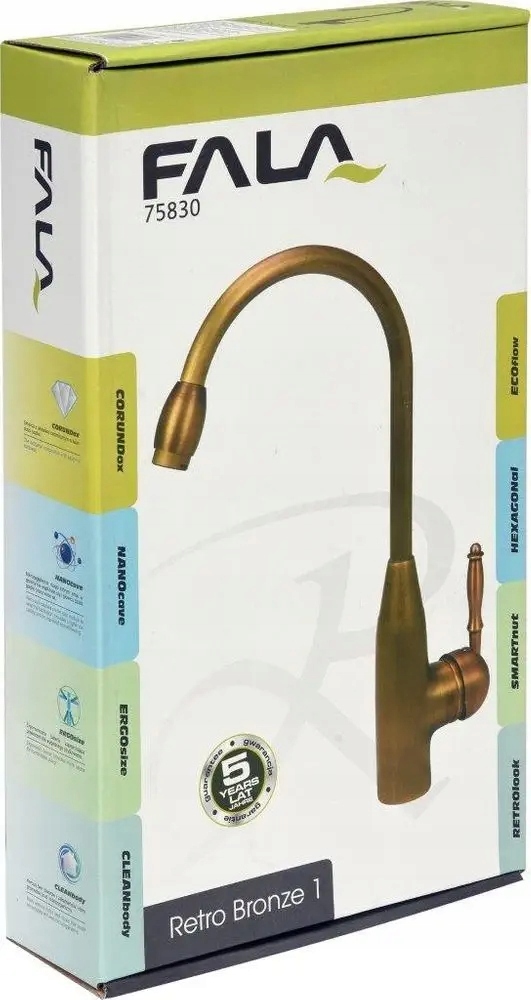 FALA BATERIA KUCHENNA STOJĄCA RETRO MOSIĄDZ BRONZE 1 KRAN CERAMICZNA 75830