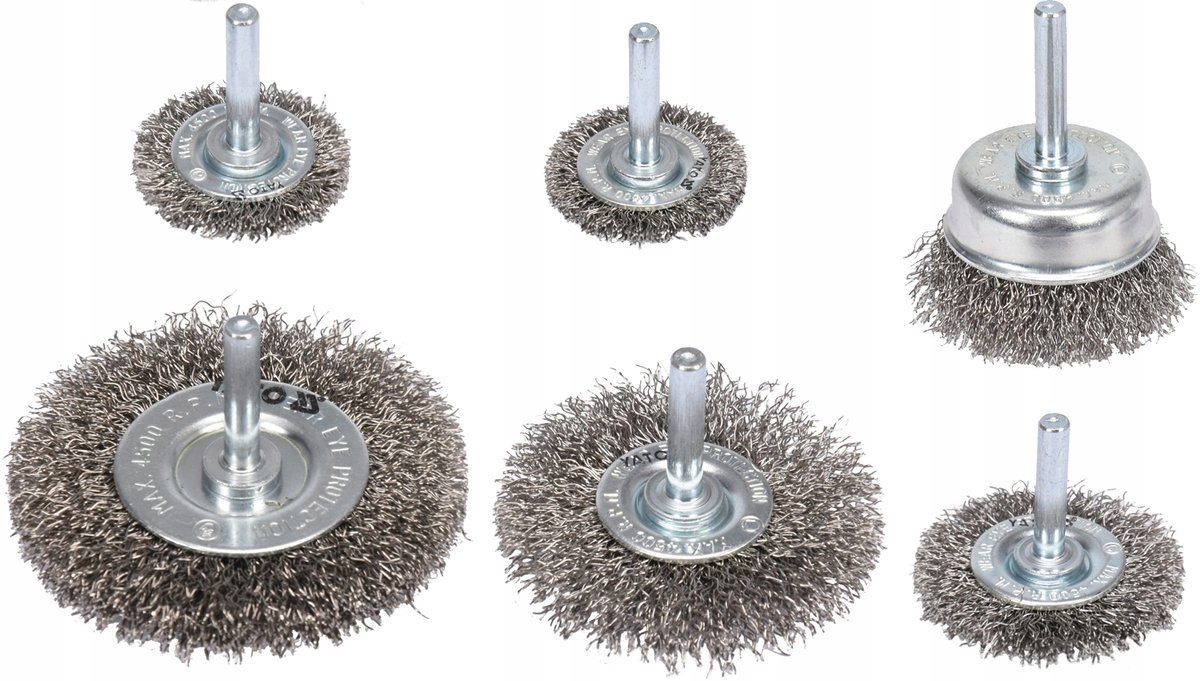 YATO KOMPLET ZESTAW SZCZOTEK DRUCIANYCH INOX Z TRZPIENIEM 6 SZTUK YT-47593