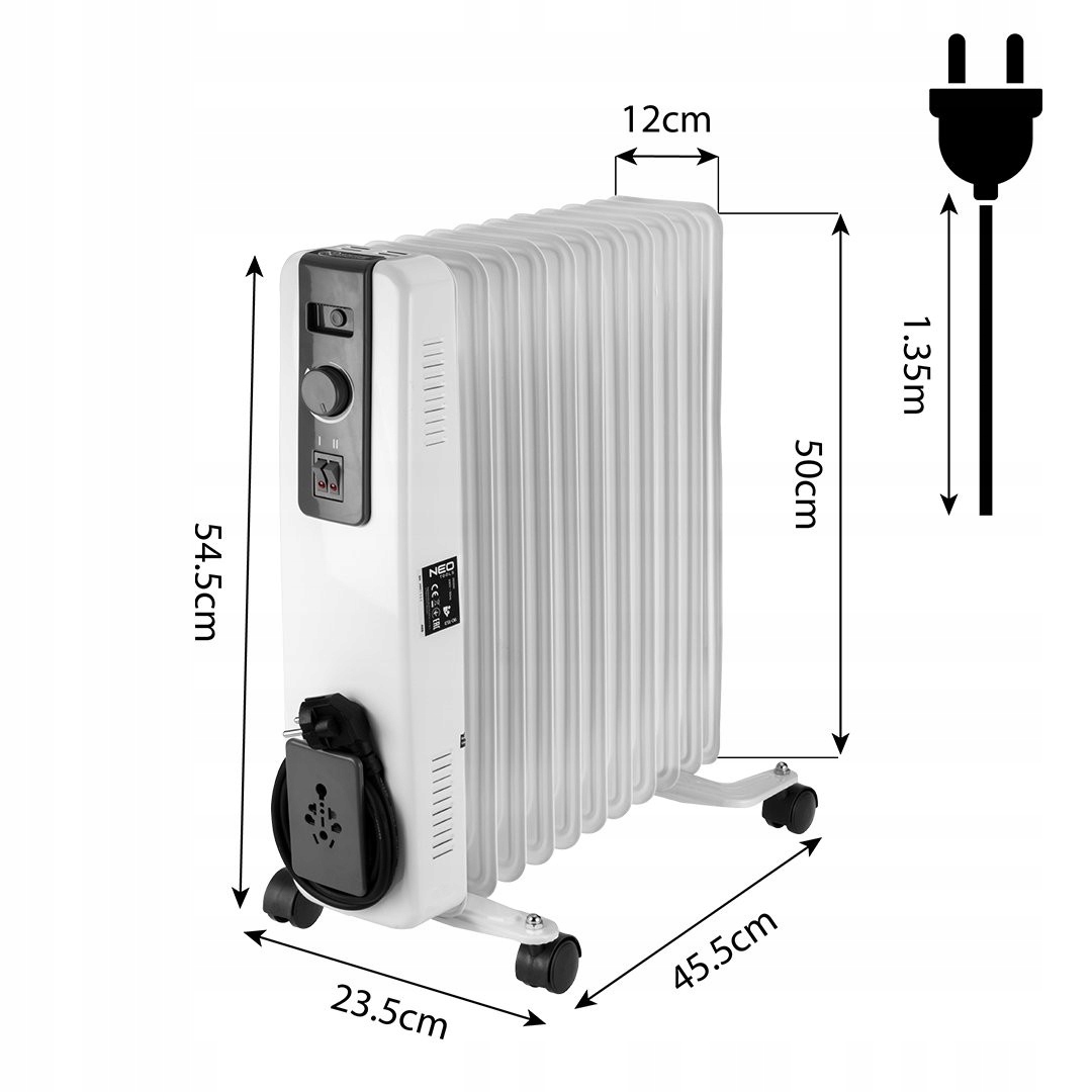 NEO GRZEJNIK OLEJOWY ELEKTRYCZNY TERMOSTAT 2500 W 11 ŻEBER ŻEBERKOWY OLEJAK