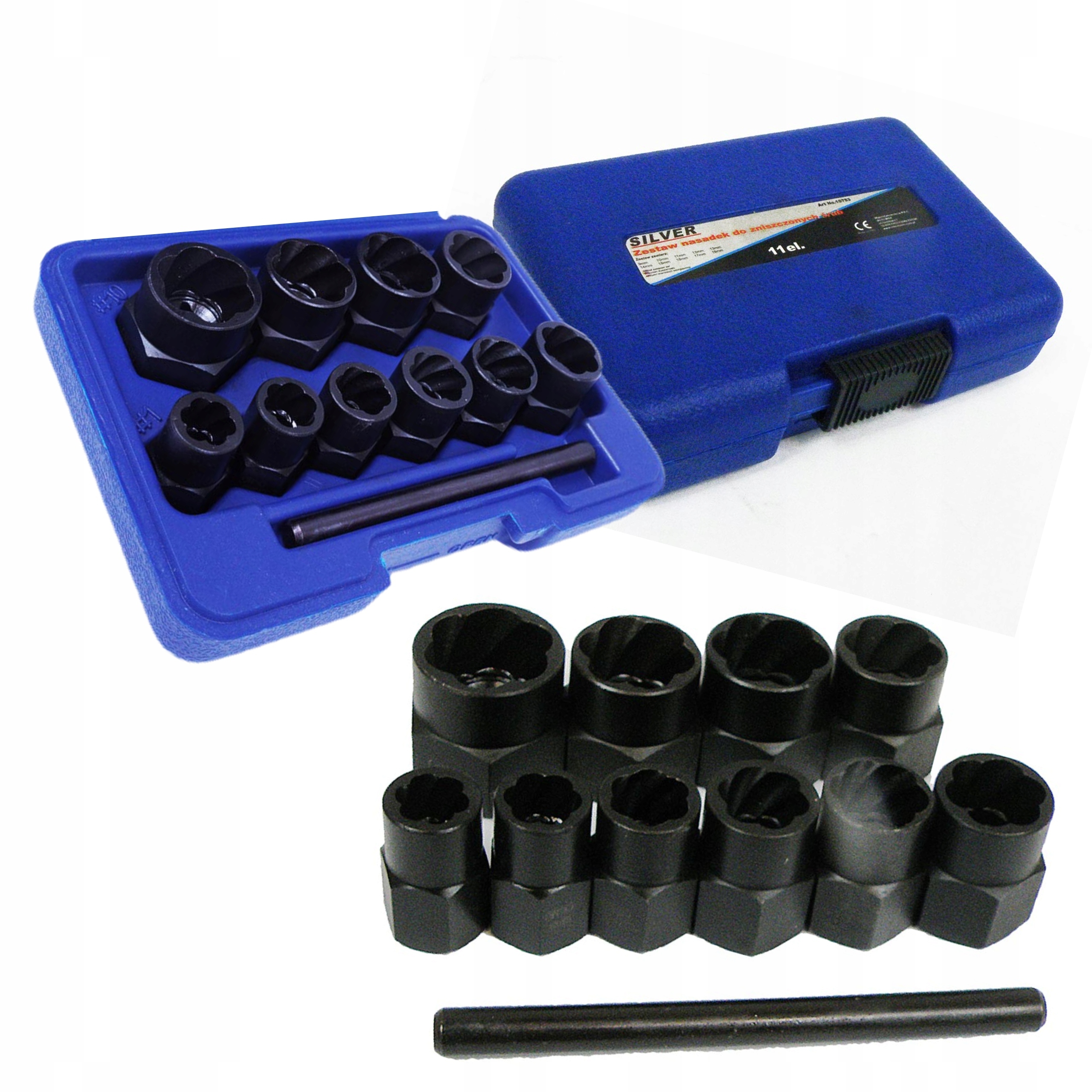 ZESTAW NASADEK WYKRĘTAKÓW DO ZNISZCZONYCH ŚRUB DŁUGIE 9-19MM WALIZKA S10753
