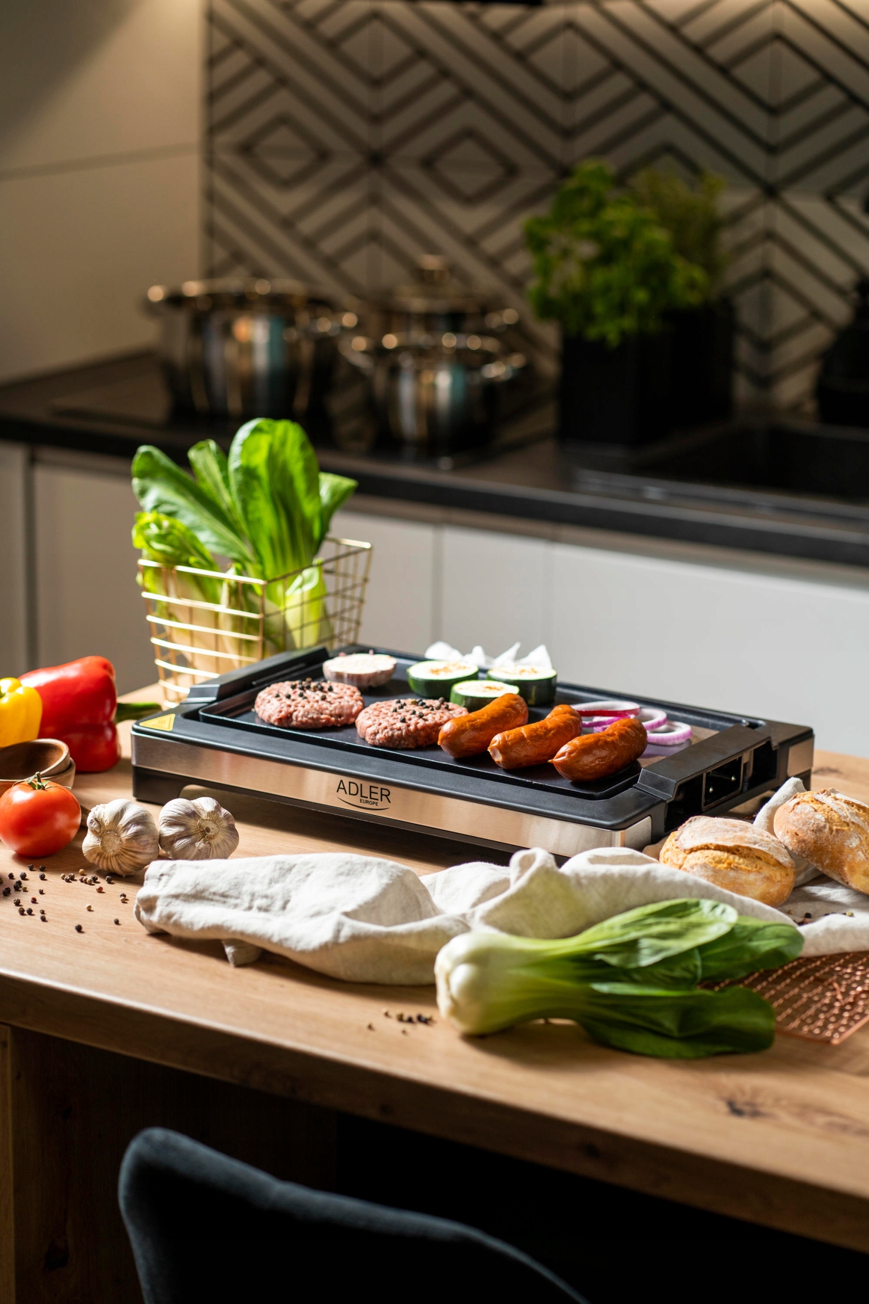 ADLER OPIEKACZ GRILL KONTAKTOWY CZARNY DUŻY ELEKTRYCZNY 3000W XXL AD6613