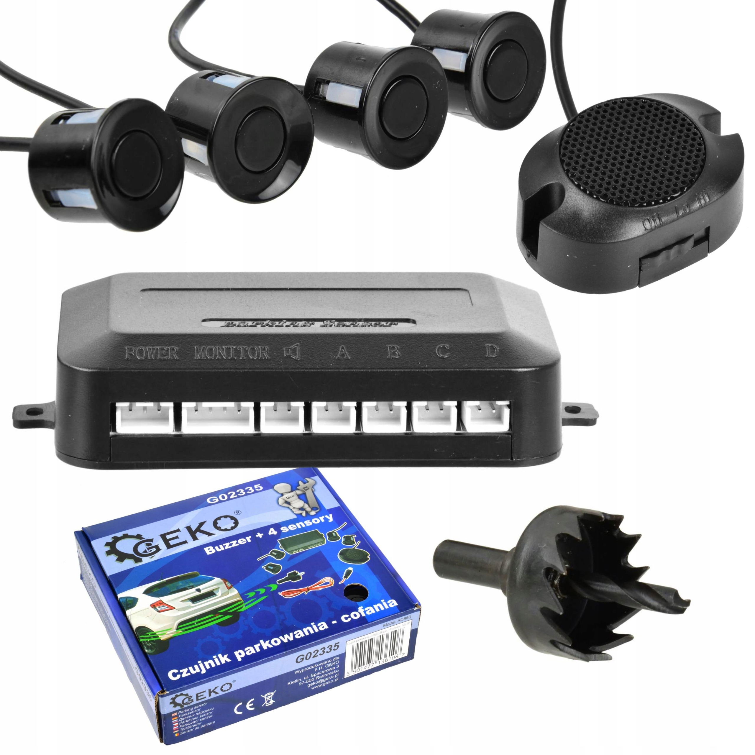 GEKO ULTRADŹWIĘKOWY CZUJNIK PARKOWANIA-COFANIA BUZZER PARCTRONIC 4 SENSORY