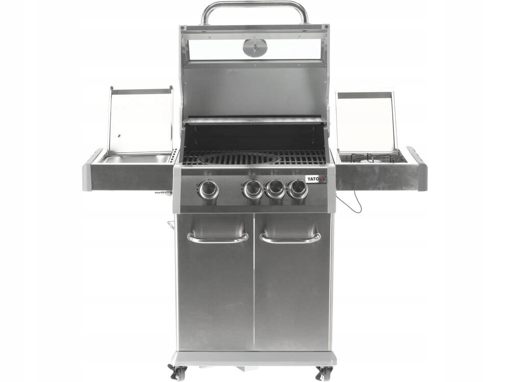 YATO GRILL GAZOWY OGRODOWY 3+1 11,5kW Z SZYBĄ ŻELIWY RUSZT PALNIK GAZOWY