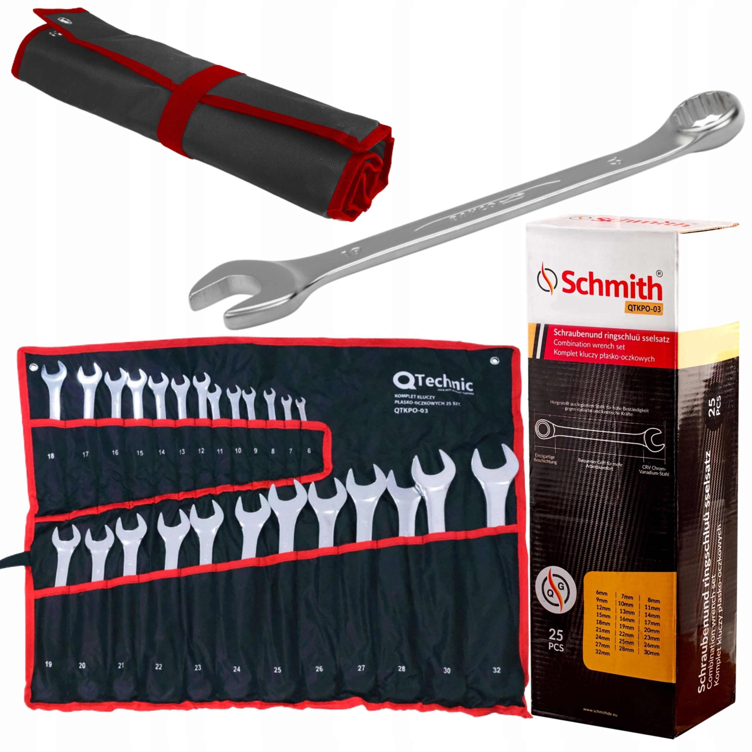 SCHMITH ZESTAW KLUCZY PŁASKO OCZKOWYCH PŁASKIE 6-32mm 25el QTECHNIC PŁACHTA