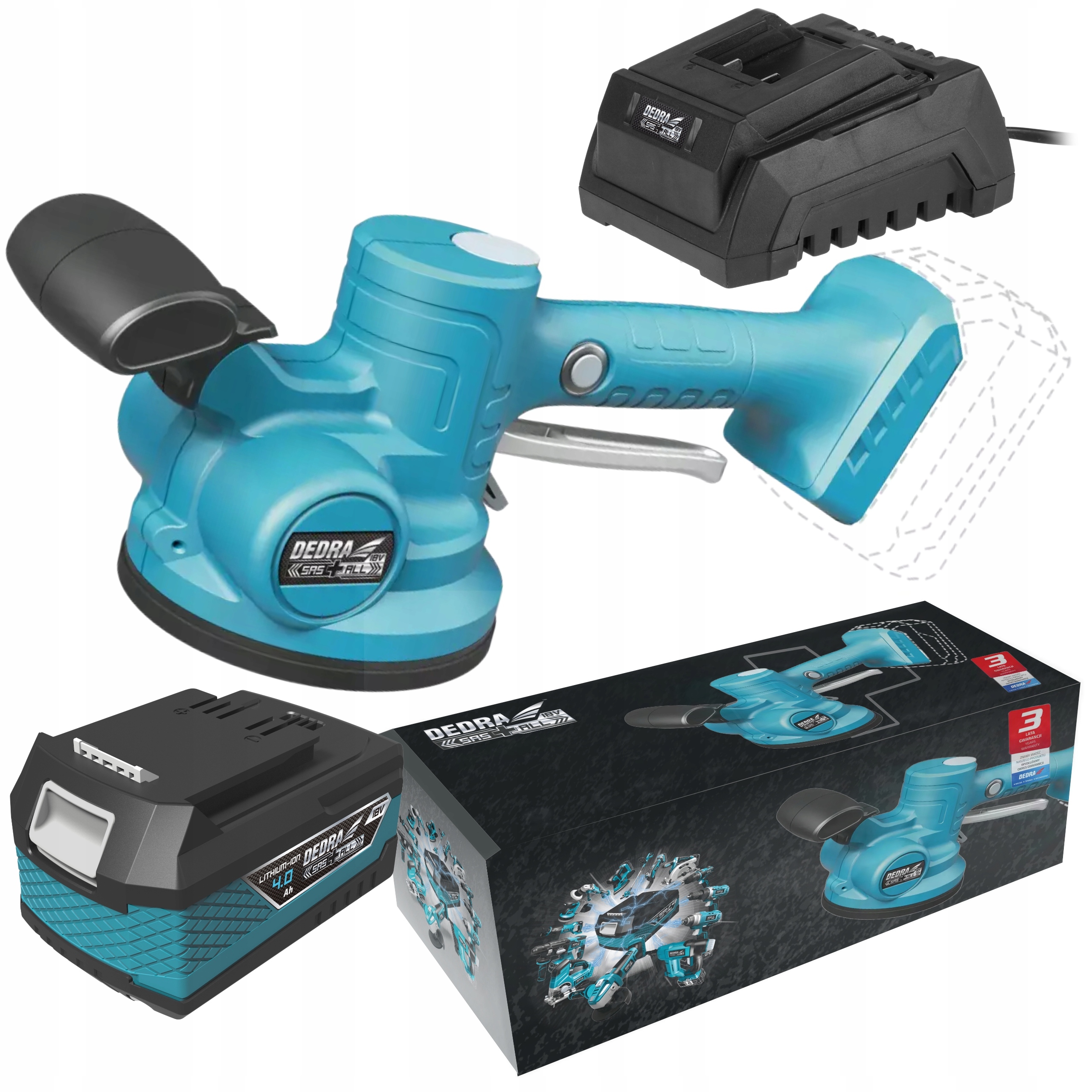 DEDRA DED6912 AKUMULATOROWA PRZYSSAWKA DO PŁYTEK WIBRATOR DO PŁYTEK 18V 4Ah