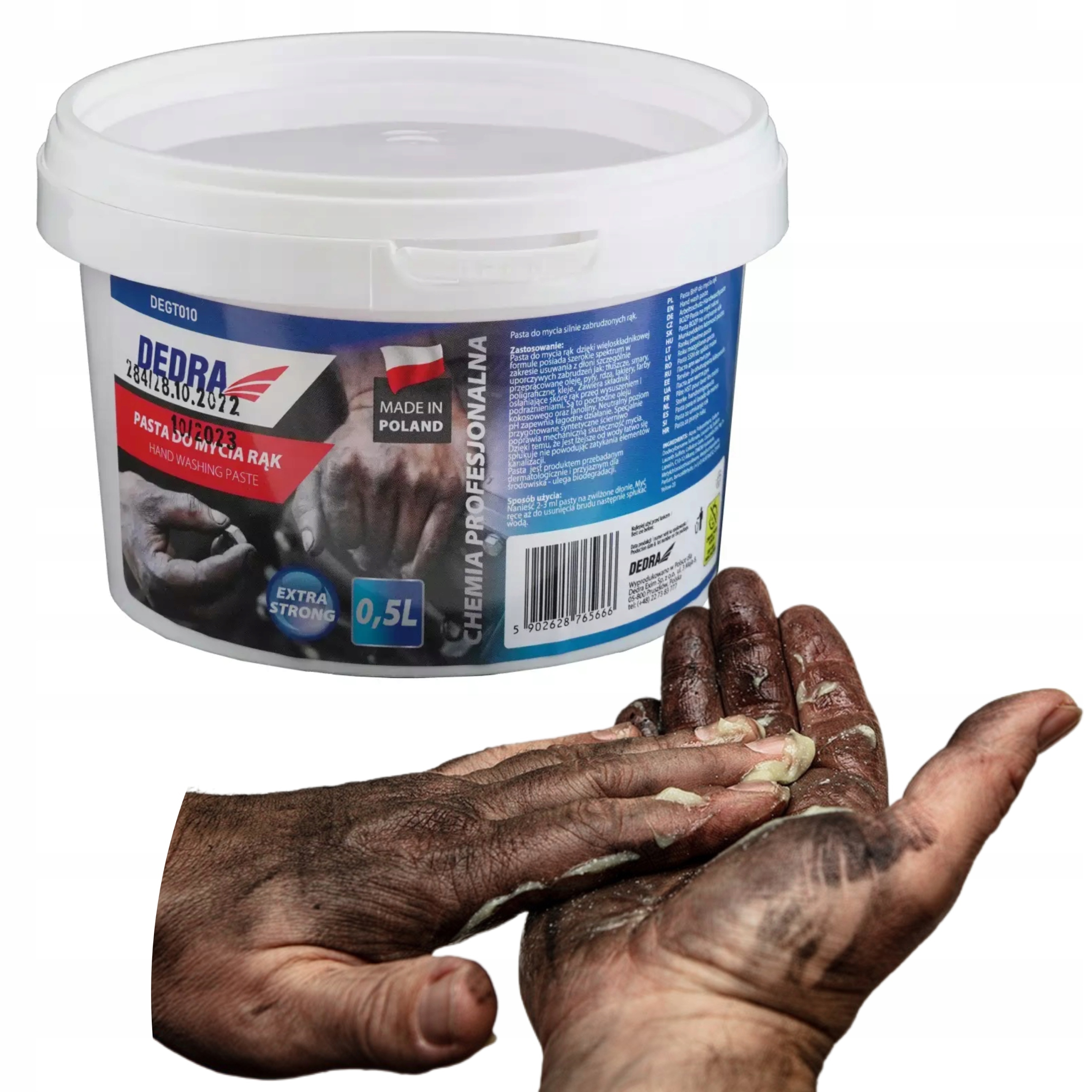DEDRA EKSTRA MOCNA PASTA ZE ŚCIERNIWEM BHP DO MYCIA RĄK 0,5 L DEGT010