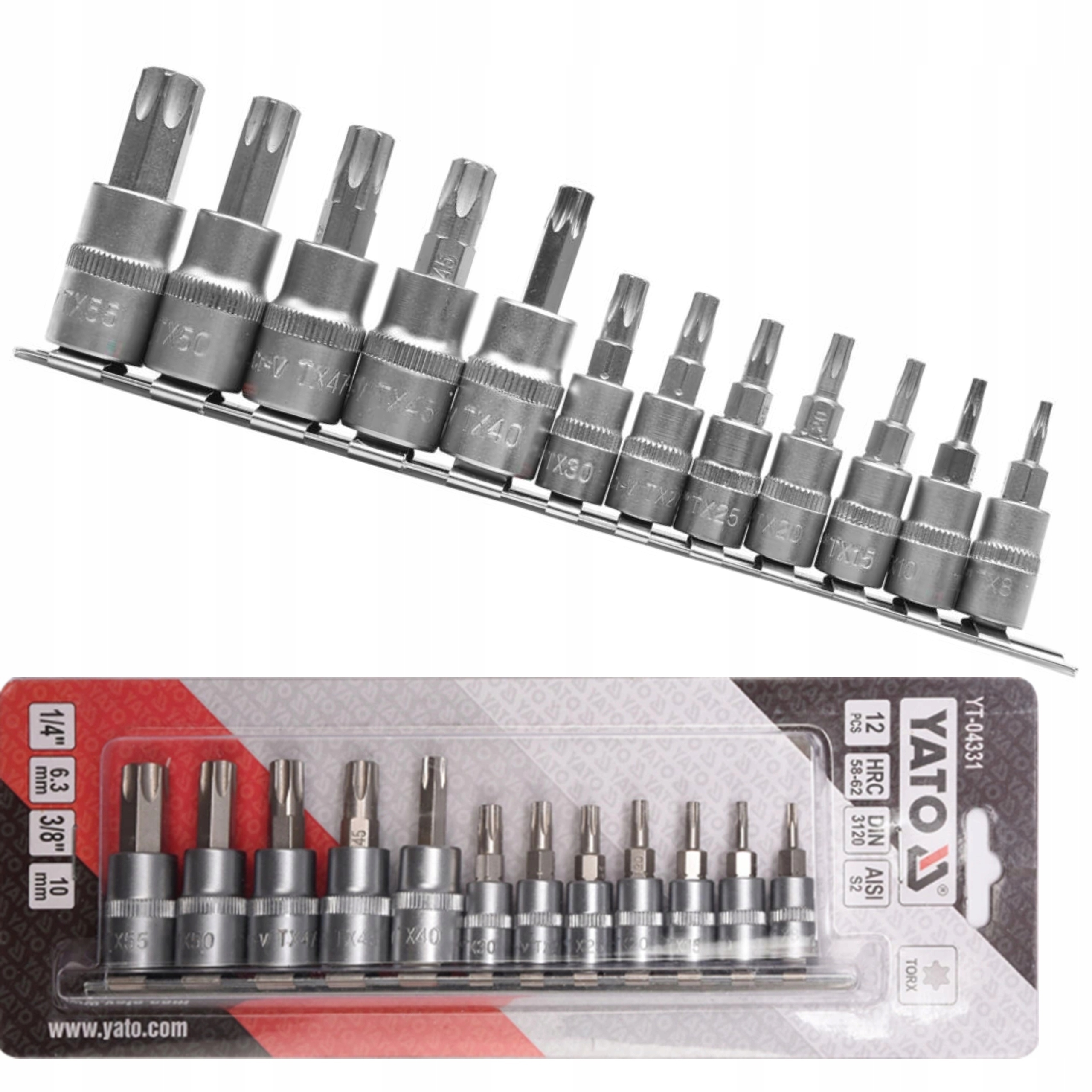 YATO ZESTAW KLUCZY KLUCZE TORX NA SZYNIE 12CZĘŚCI YT-04331