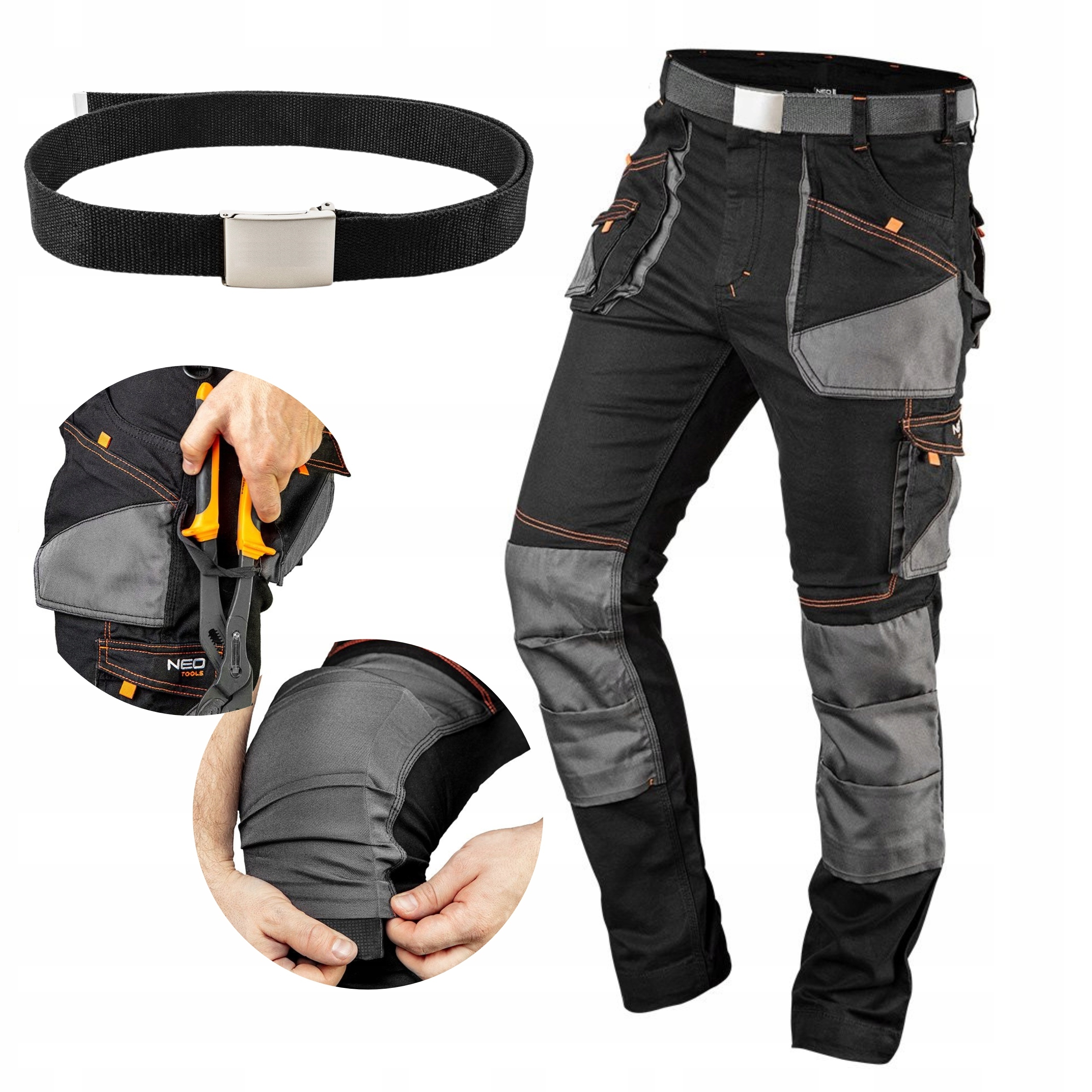 NEO SPODNIE ROBOCZE +PASEK HD Slim MONTERSKIE PROFILED 81-238 XXXL/58