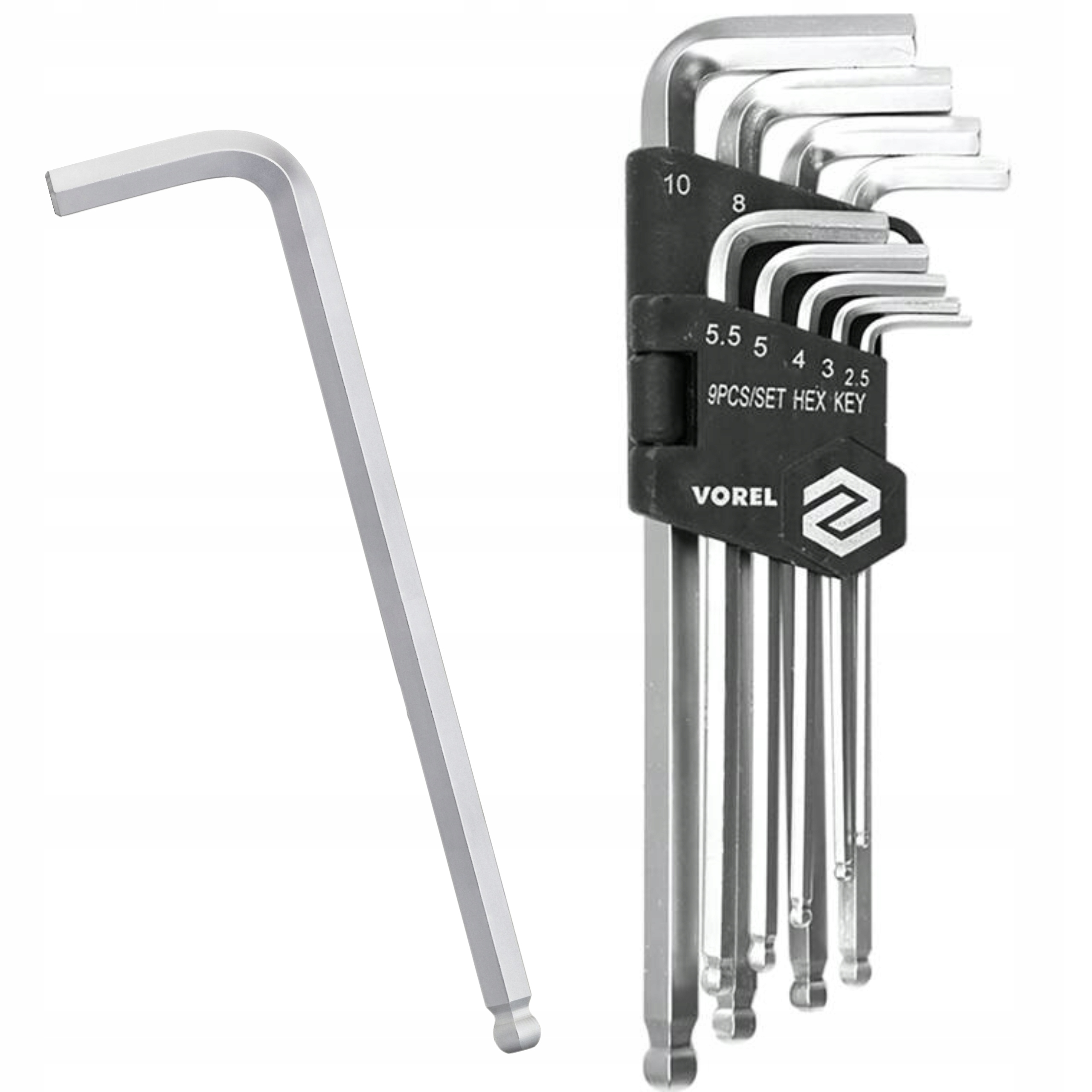 ZESTAW KLUCZY IMBUSOWYCH Z KULKĄ HEX IMBUS 2,5-10 mm 9 SZT. VOREL 56475
