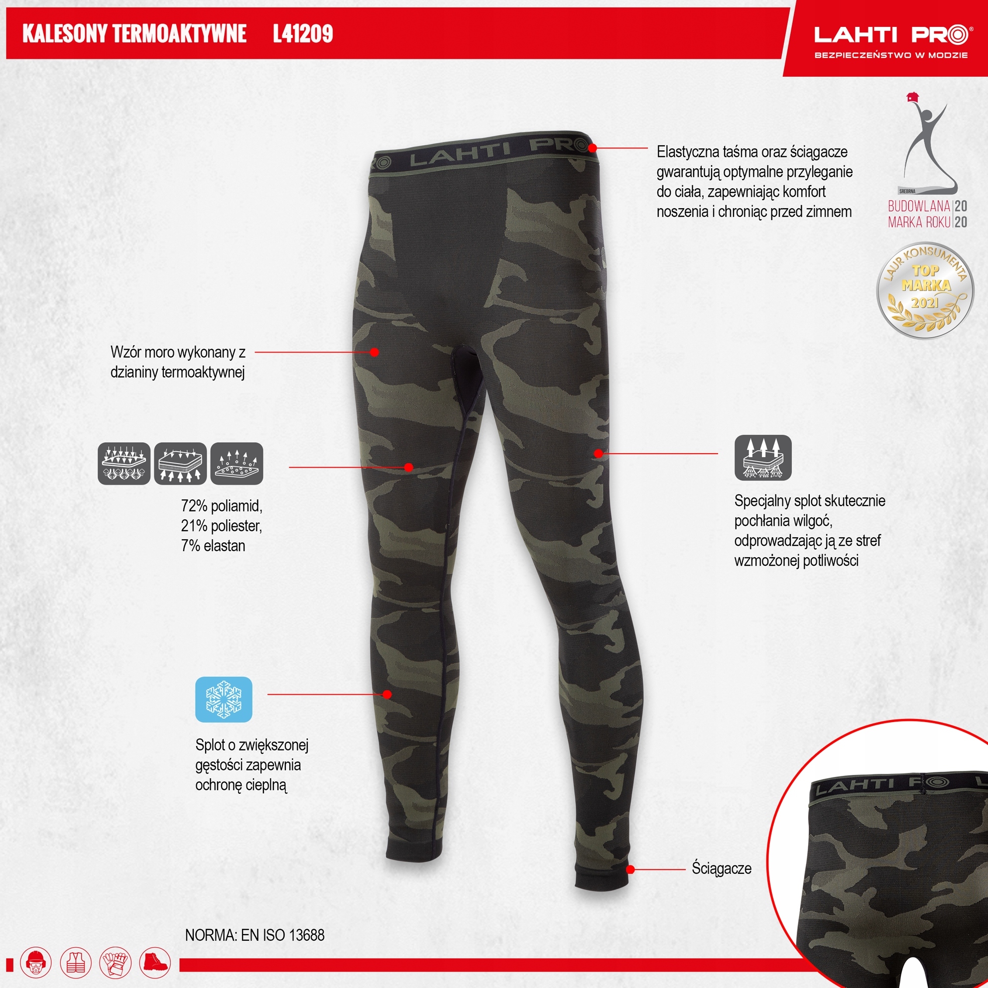 LAHTI PRO ZESTAW KOSZULKA + KALESONY TERMOAKTYWNE L41208/9 MORO r. L/XL