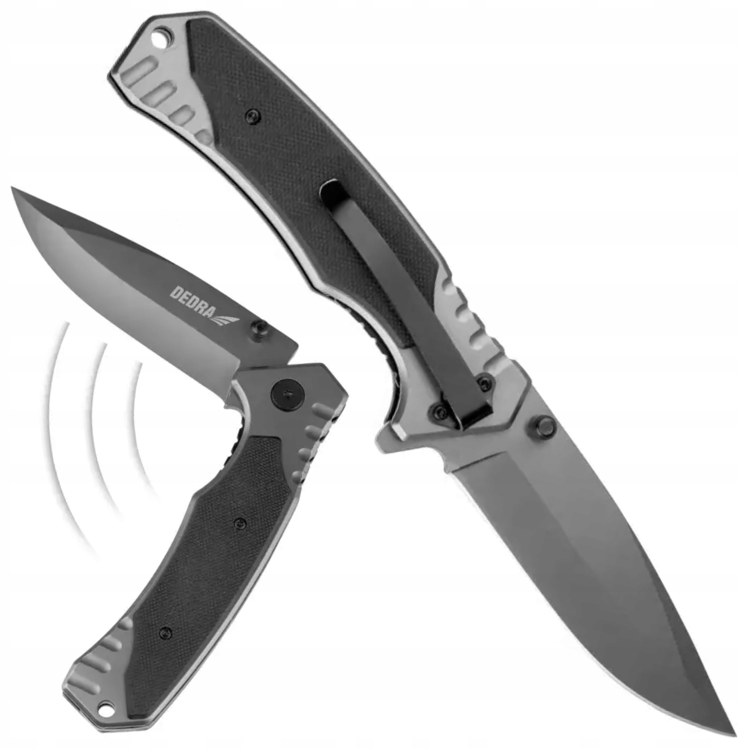 DEDRA NÓŻ SKŁADANY STAL NIERDZEWNA Z BLOKADĄ I UCHWYTEM DO PASA 220MM M9080