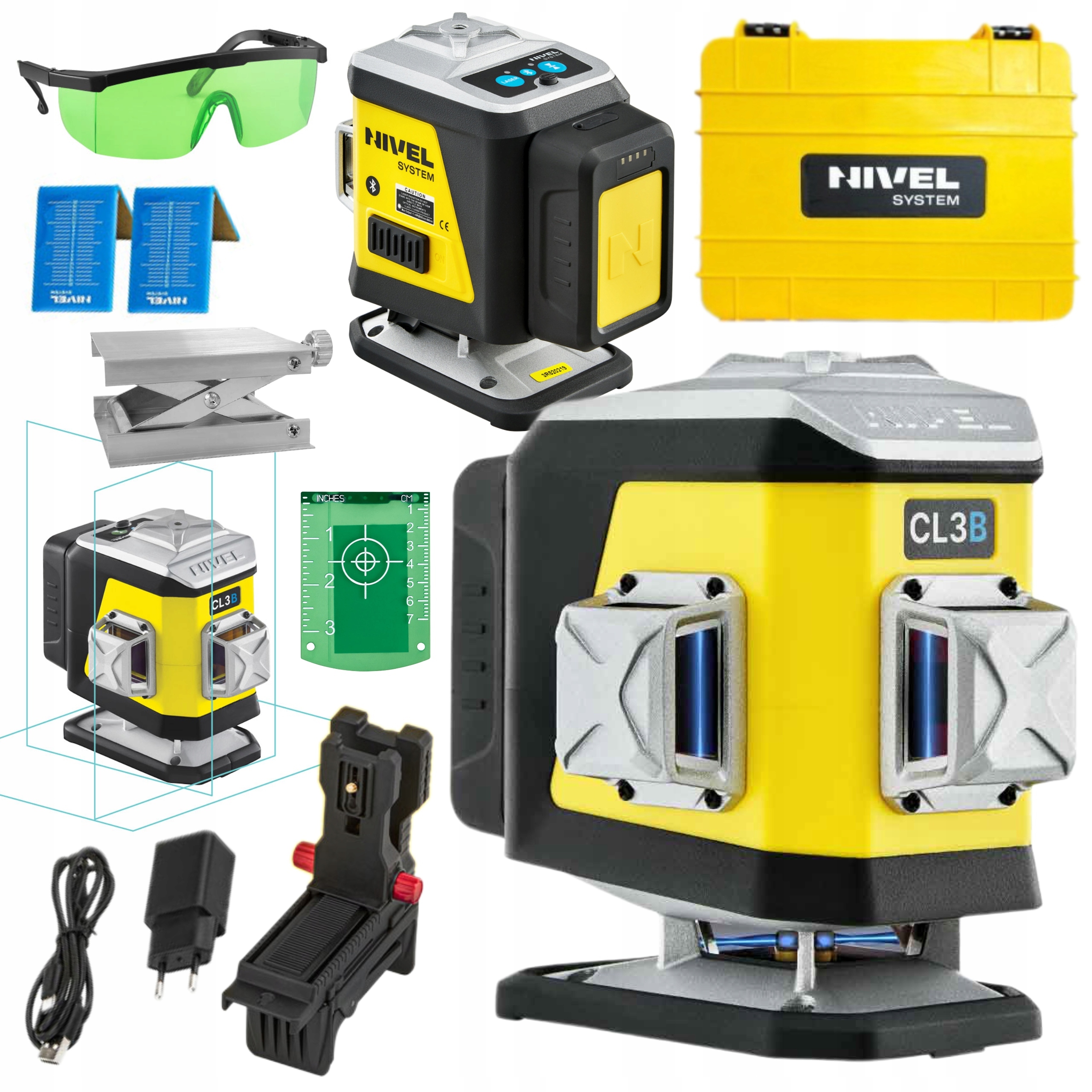 NIVEL SYSTEM LASER KRZYŻOWY 3D NIEBIESKI CL3B WALIZKA +AKCES STATYW SJJM1EX