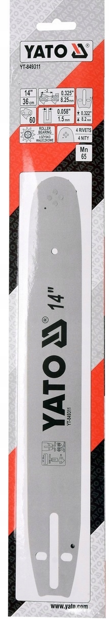 YATO PROWADNICA ŁAŃCUCHA 14" 325" E DO PILAREK STAL 65MN Z AUTO SMAROWANIEM