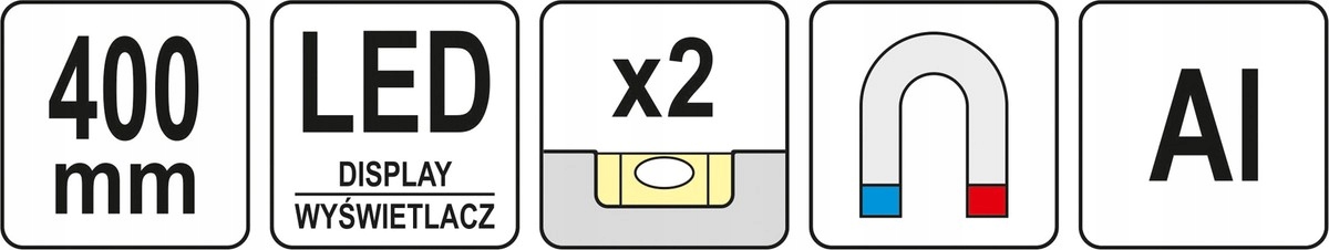 YATO POZIOMNICA ELEKTRONICZNA 400mm MAGNETYCZNA POZIOMNICA Z WYŚWIETLACZEM