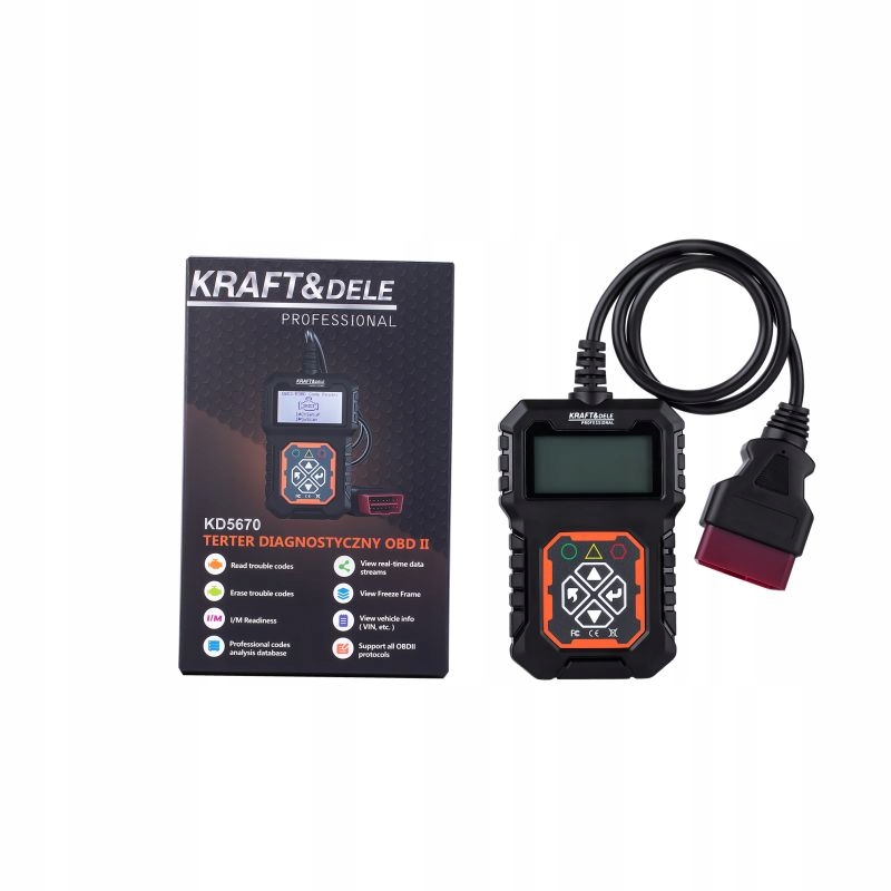 KRAFT&DELE PROFESJONALNY SKANER MIERNIK TESTER DIAGNOSTYCZNY OBDII LCD 5670