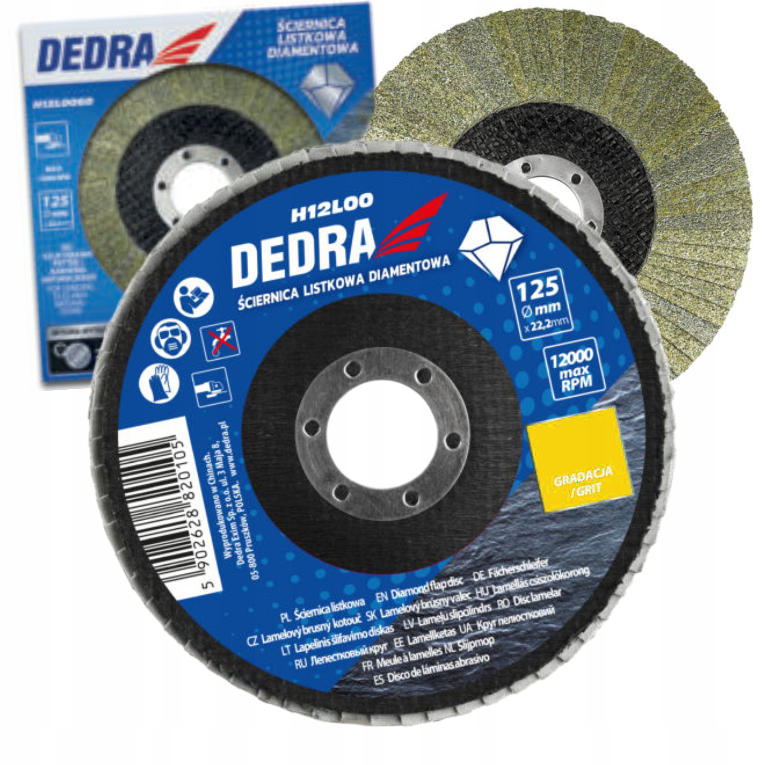 DEDRA ŚCIERNICA LISTKOWA DIAMENTOWA 125X22,2MM GR.120 H12L0120