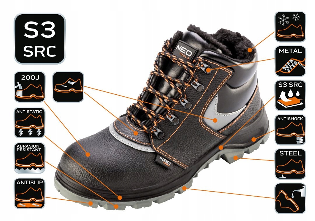NEO TRZEWIKI ROBOCZE OCIEPLANE BUTY S3 SRC PODNOSEK I WKŁADKA 82-145 r. 44