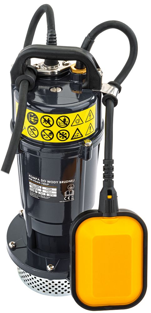 POMPA DO WODY CZYSTEJ BRUDNEJ Z PŁYWAKIEM ZATAPIALNA MOCNA 750W 6000 l/h 1"