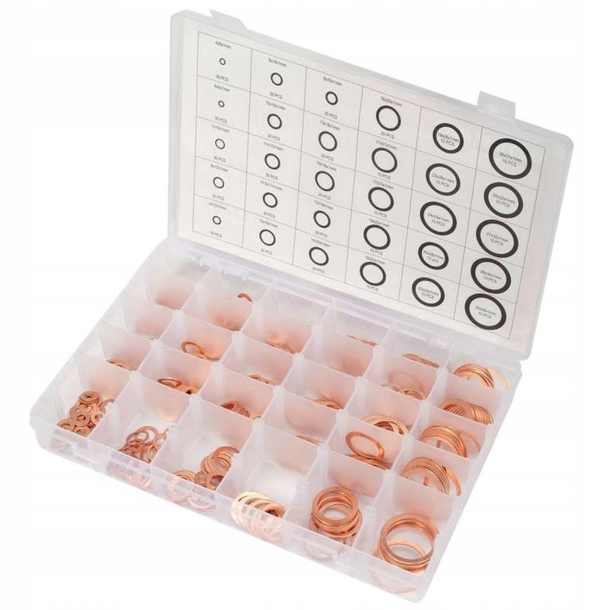 YATO ZESTAW KOMPLET PODKŁADEK MIEDZIANYCH W ORGANIZERZE 580SZTUK YT-068711