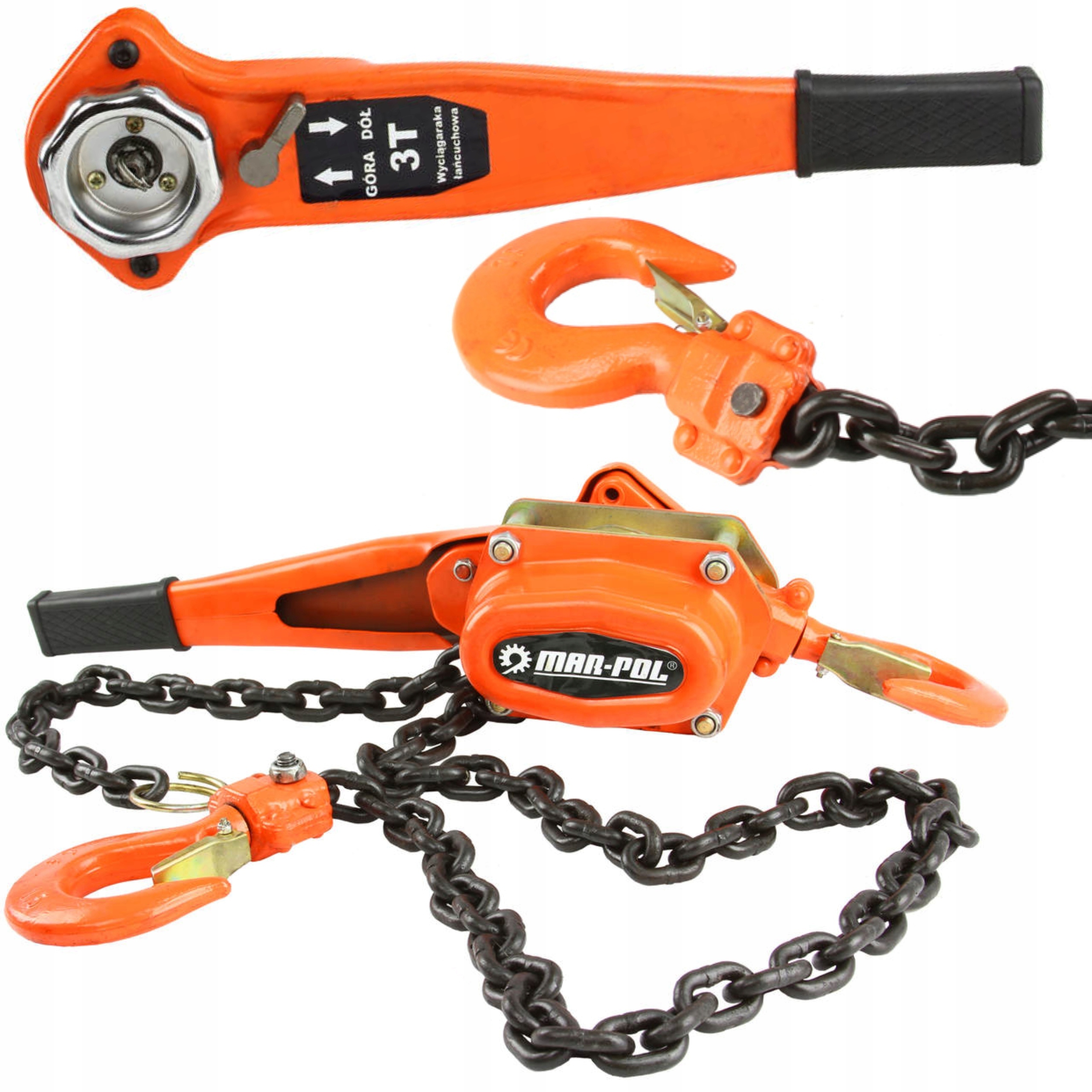 MAR-POL WCIĄGARKA ŁAŃCUCHOWA Z GRZECHOTKĄ 3000KG 3T KIFOR RUKCUG M80750