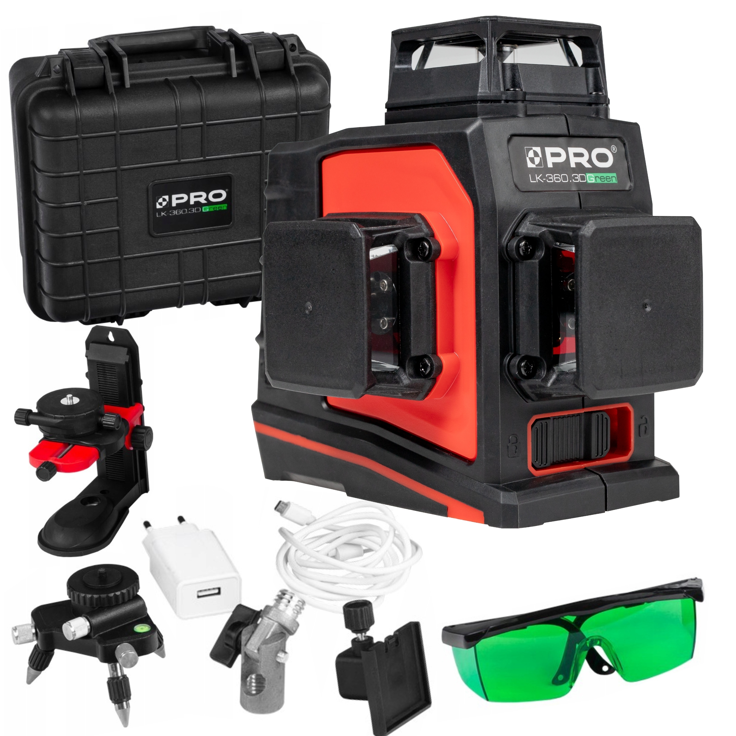 PRO LK-360.3DG LASER PŁASZCZYZNOWY KRZYŻOWY 3D 360 +AKCESORIA WALIZKA