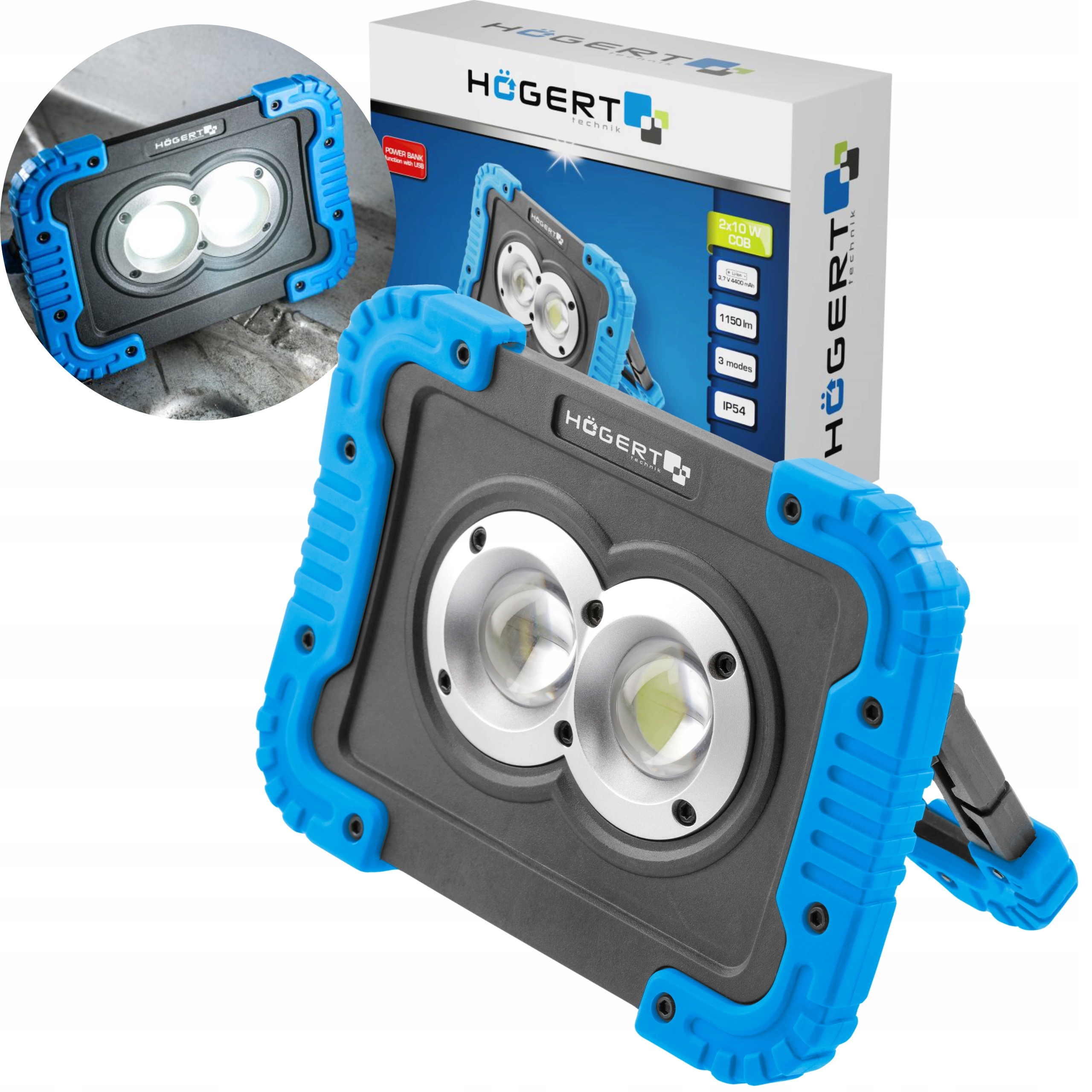 HOGERT LATARKA WARSZTATOWA USB LED NAŚWIETLACZ AKU
