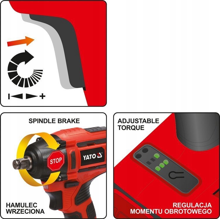 YATO ZAKRĘTARKA UDAROWA KLUCZ 18V BEZSZCZOTKOWA AKUMULATOROWA +3Ah YT-82802