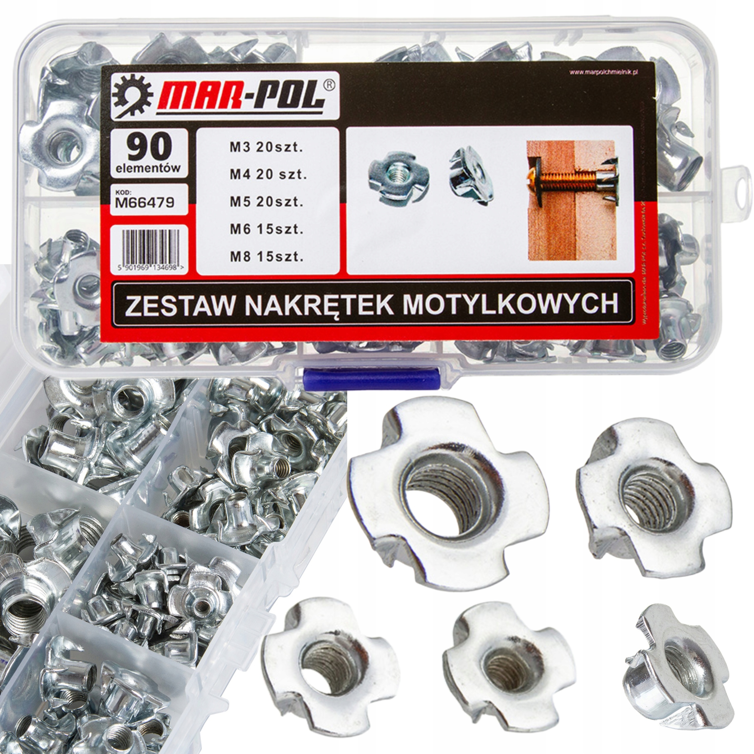ZESTAW NAKRĘTEK PAZURKOWYCH 90 ELEMENTÓW MAR-POL M66479
