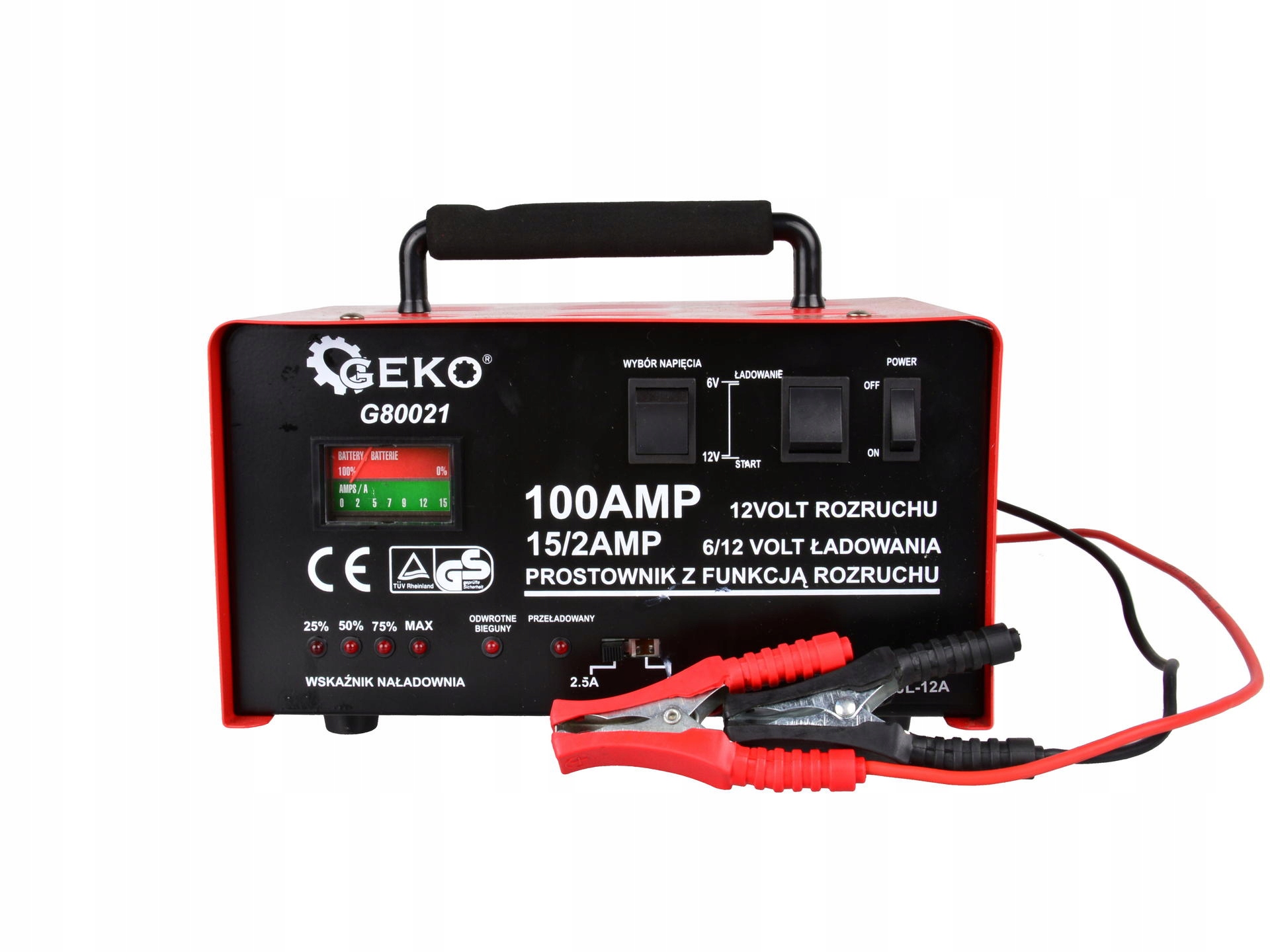 GEKO PROSTOWNIK AKUMULATOROWY Z ROZRUCHEM 100A 6V/12V ŁADOWARKA G80021