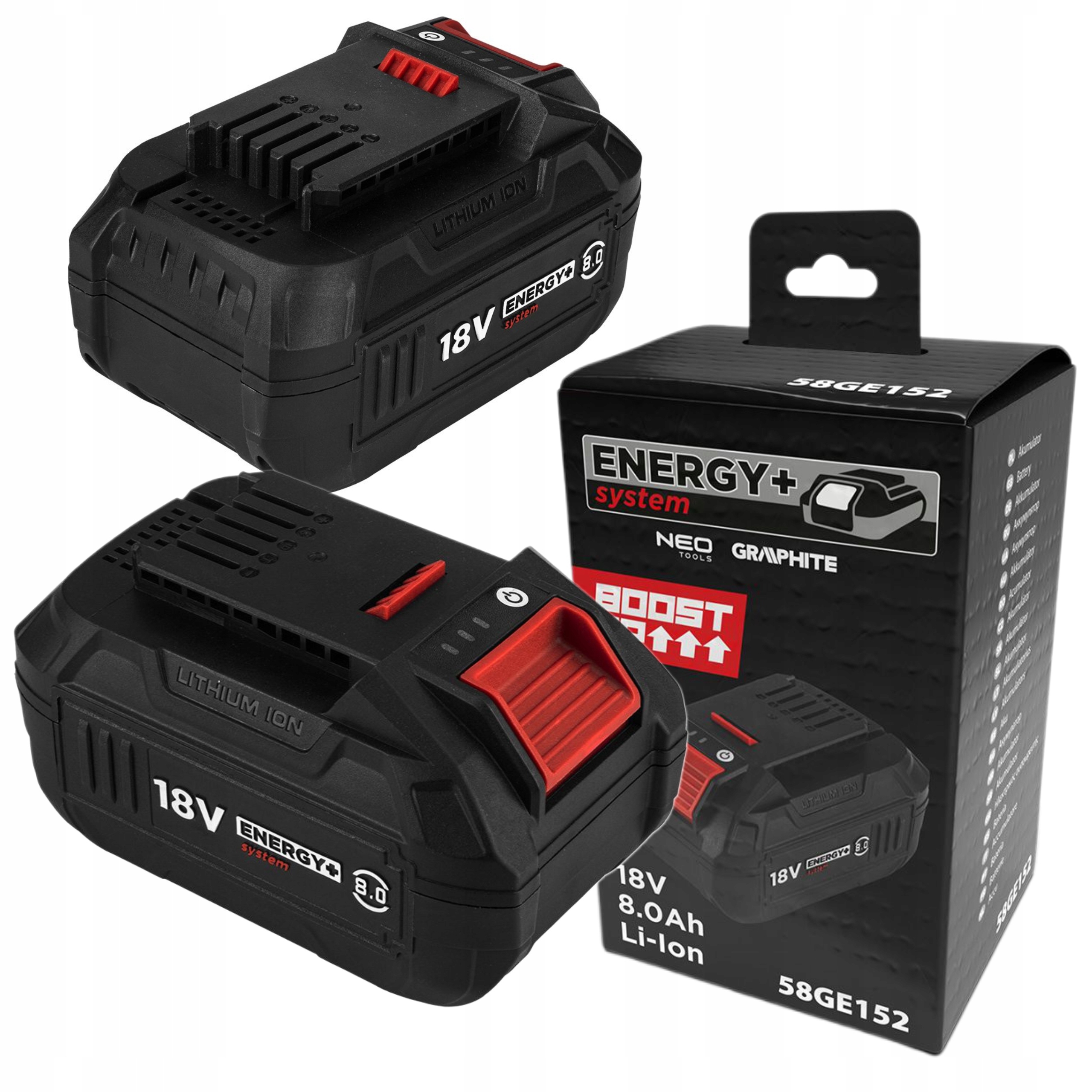 AKUMULATOR BATERIA ENERGY+ 18V LI-ION 8Ah BOOST UP DO GRAPHITE NEO 58GE152