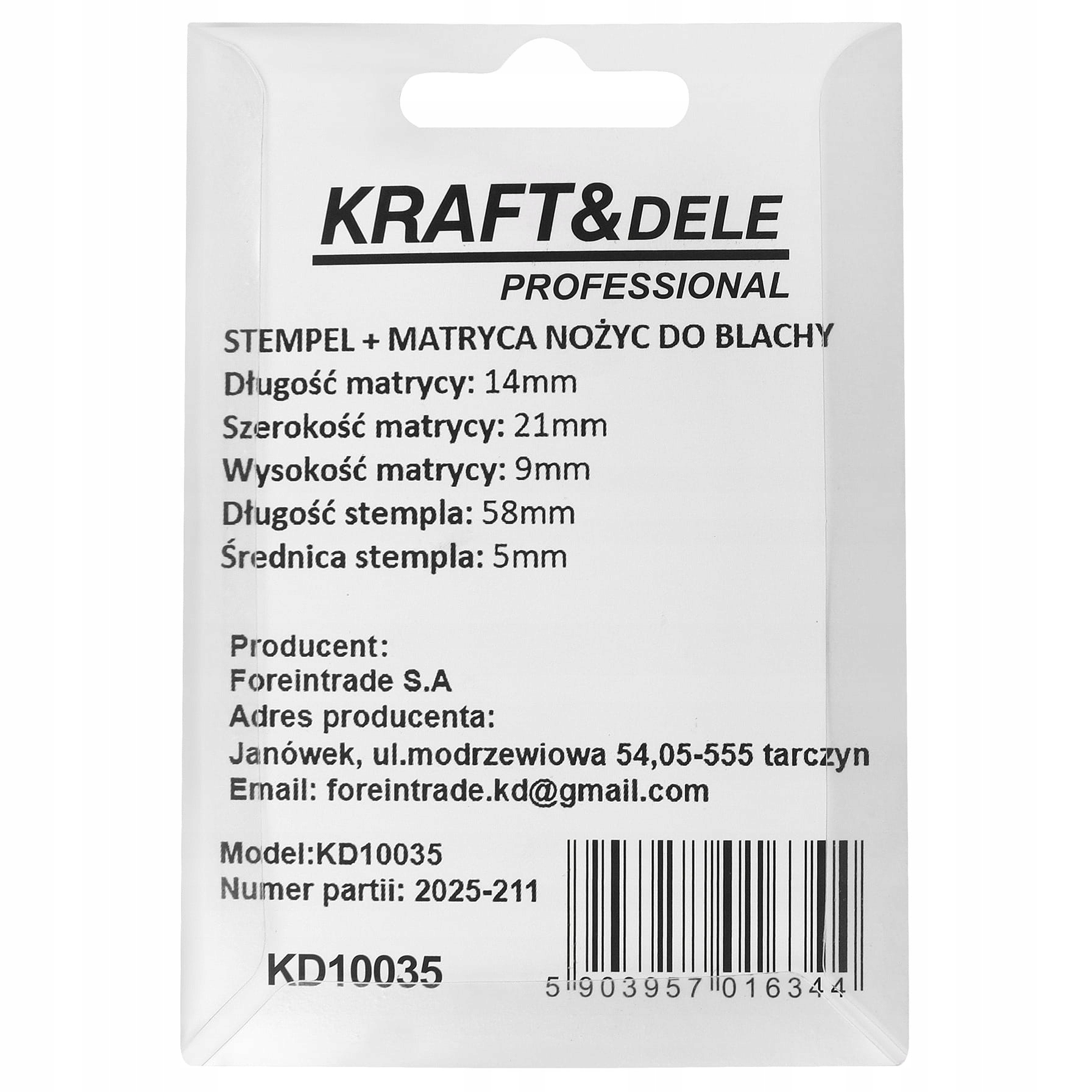 STEMPEL+MATRYCA DO NOŻYC DO BLACHY KRAFT&DELE KD10035